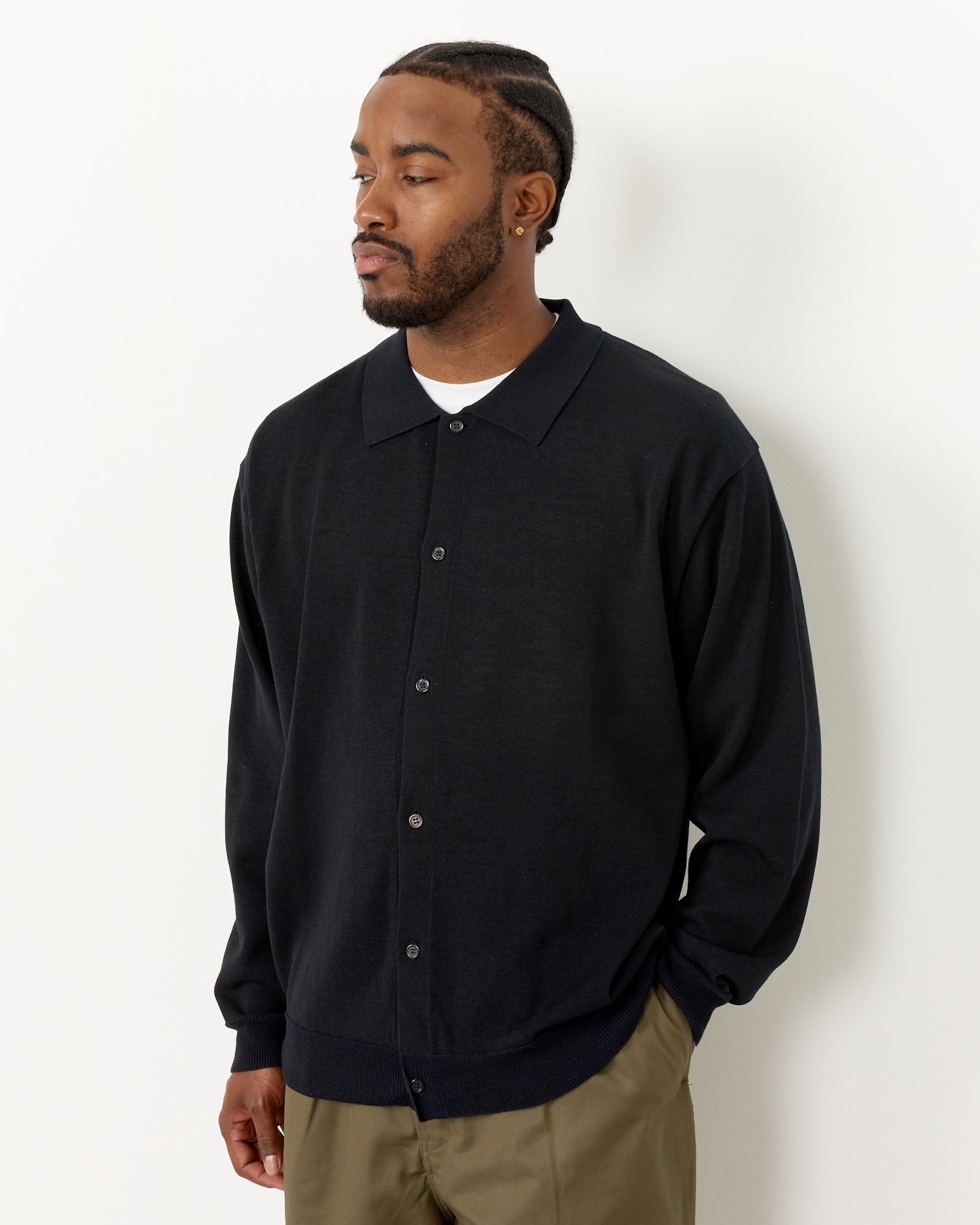 Still By Hand Polo Cardigan Black Navy - Black Navy / 2 (259483)