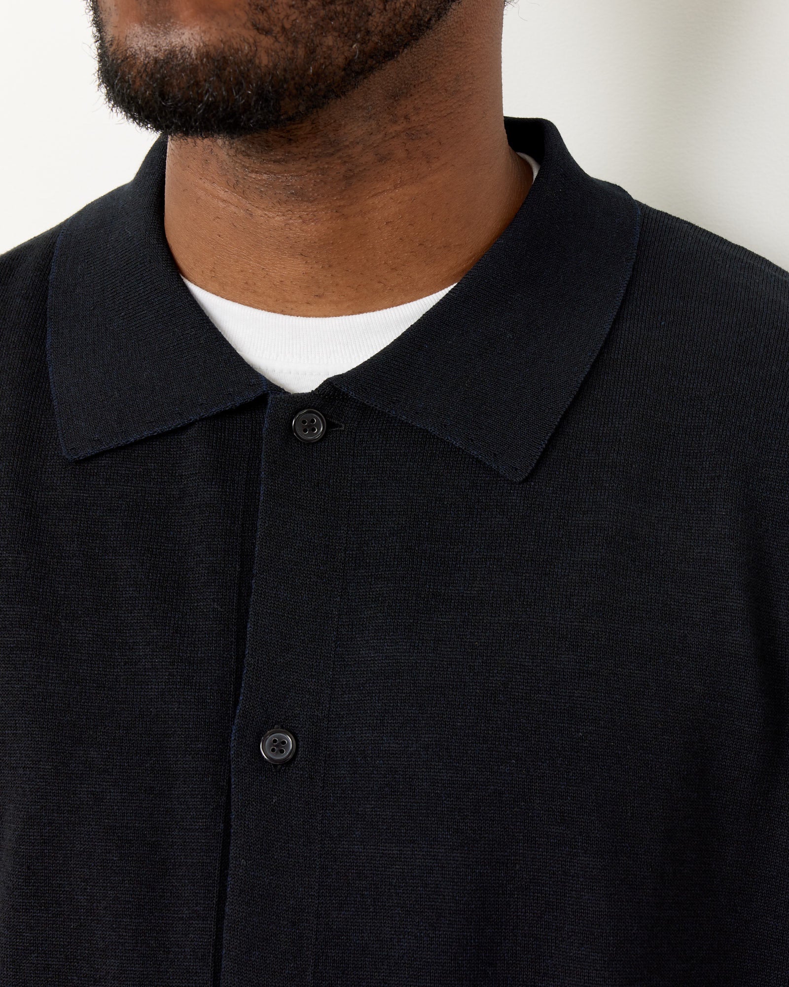 Still By Hand Polo Cardigan Black Navy - Black Navy / 2 (259483)