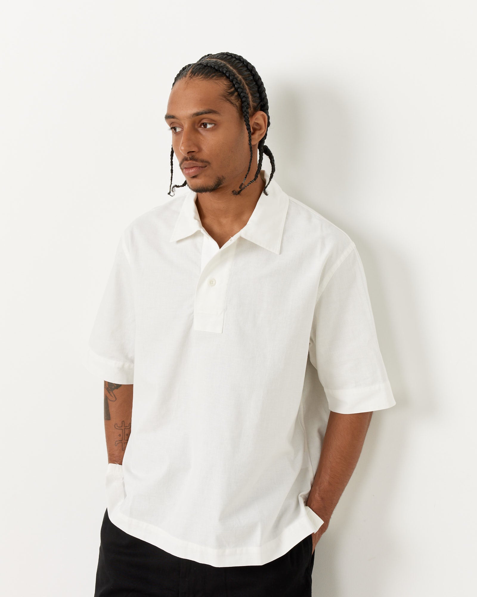 MHL Off Set Placket Polo White - White / L (259548)