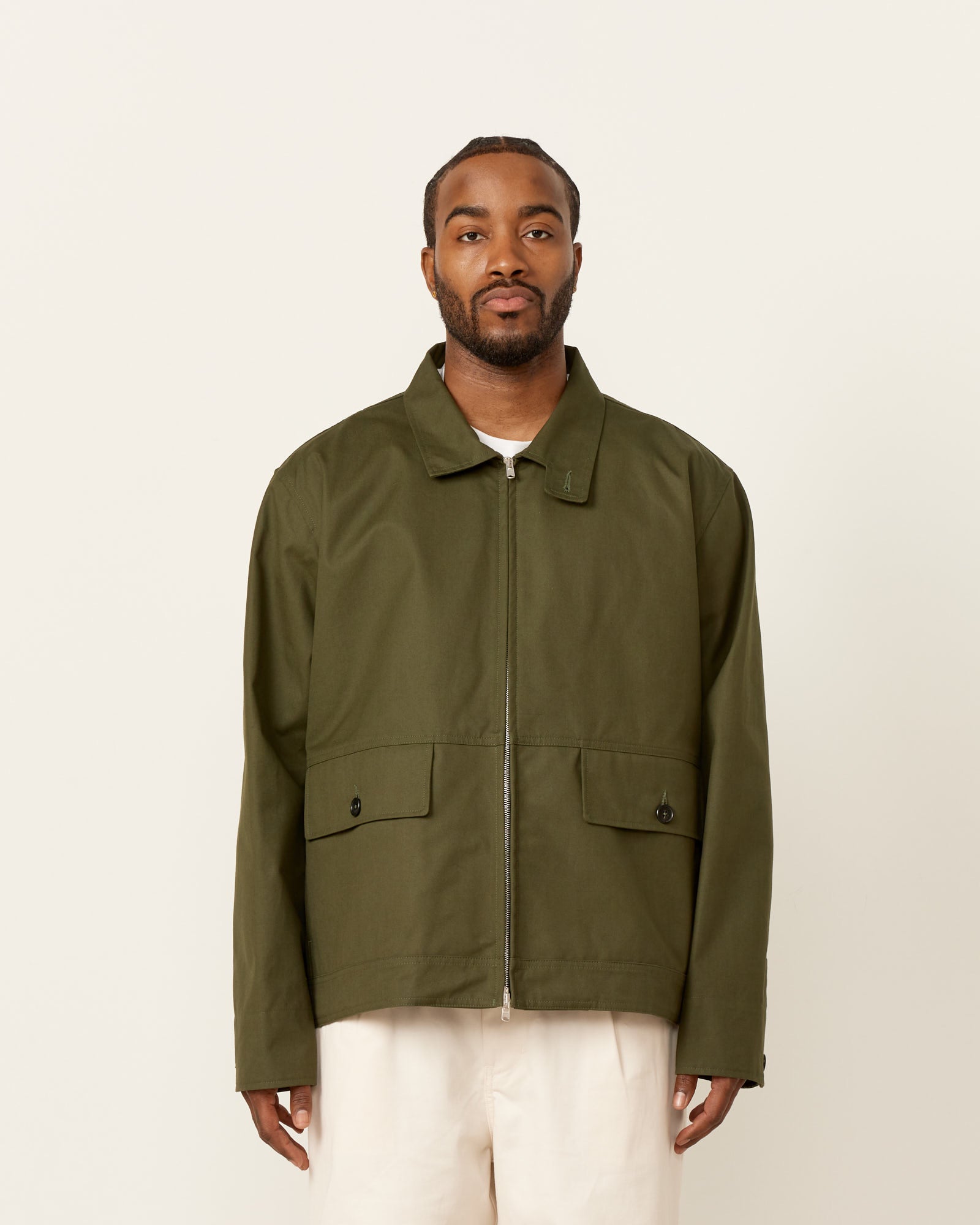 Margaret Howell Stand Collar Jacket Olive - Olive / M (259560)