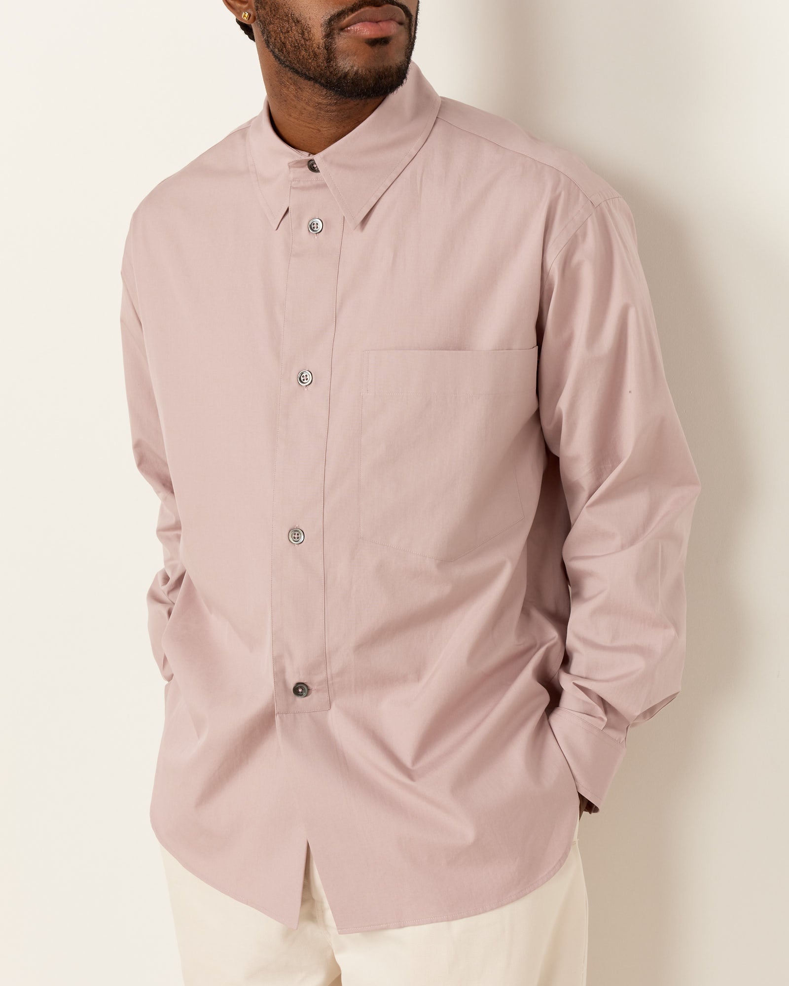 Margaret Howell Half Placket Shirt Dusty Pink - Dusty Pink / M (259568)