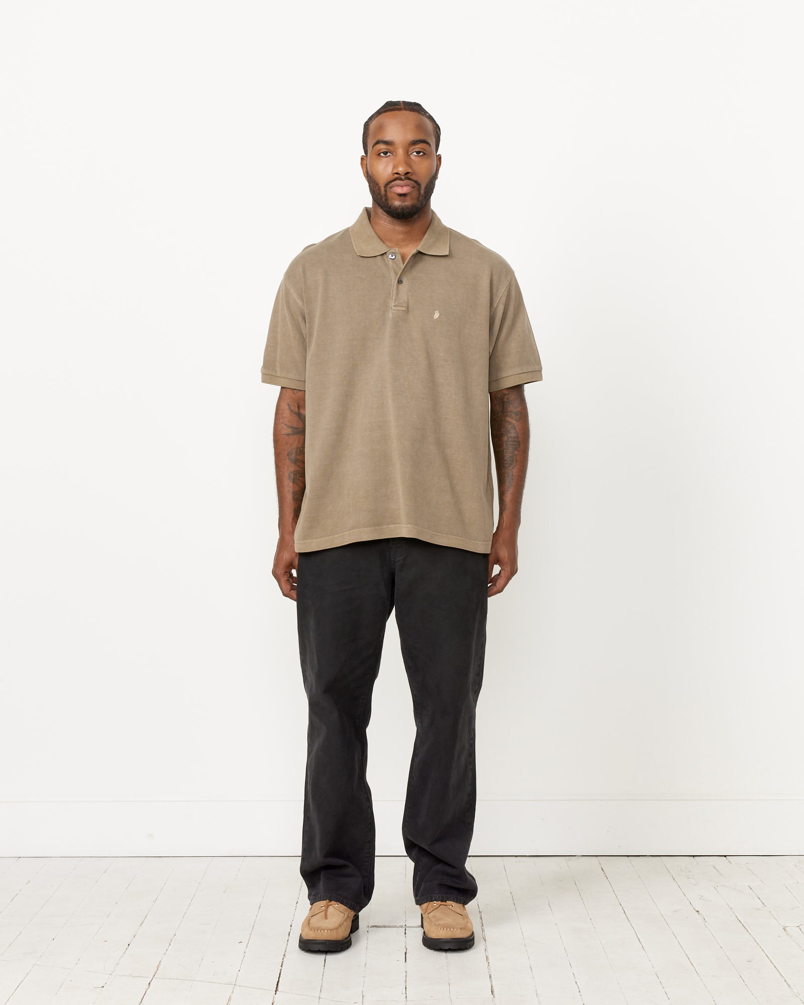 Stussy Pig Dyed Pique Polo Taupe - Taupe / L (259670)