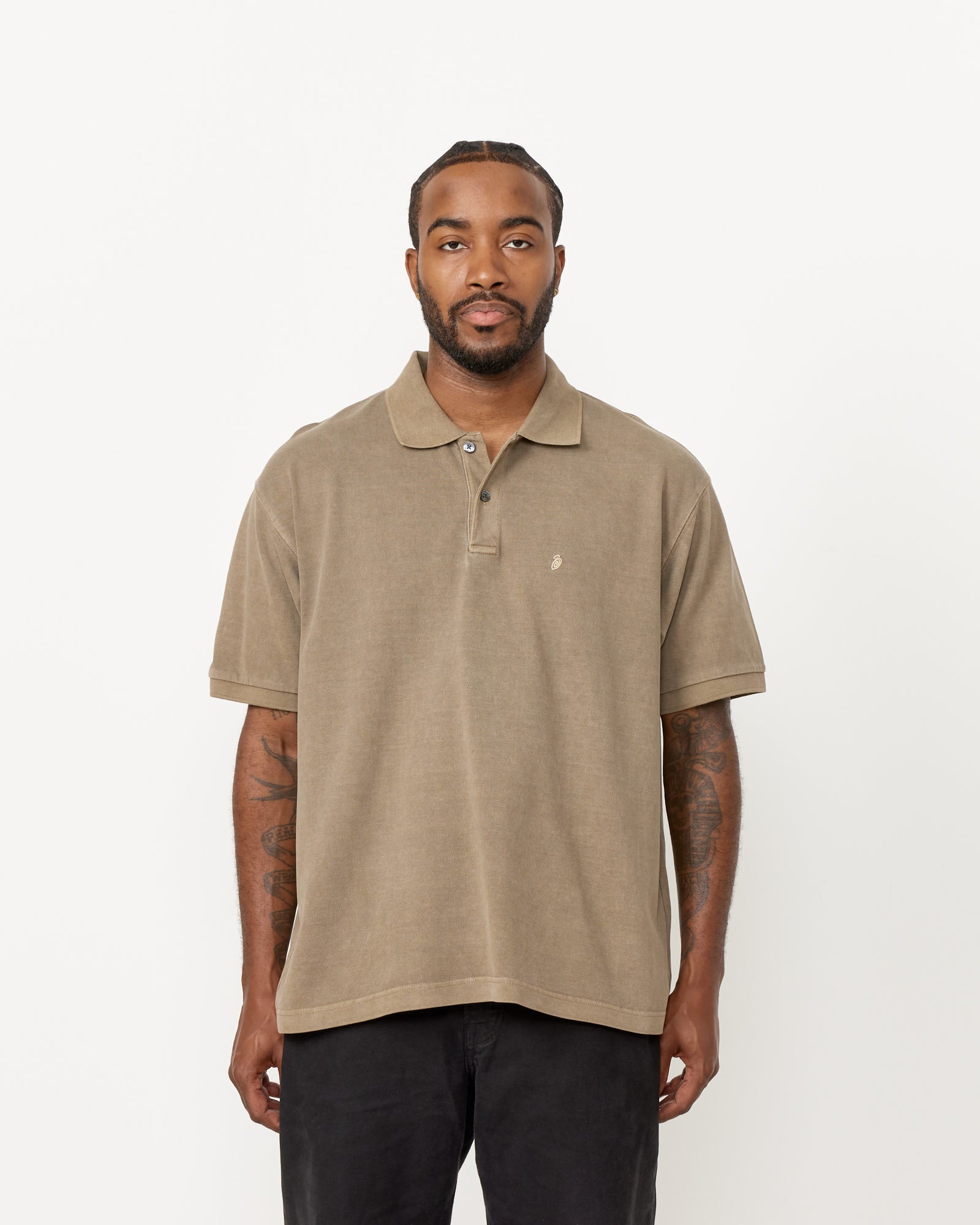 Stussy Pig Dyed Pique Polo Taupe - Taupe / L (259670)