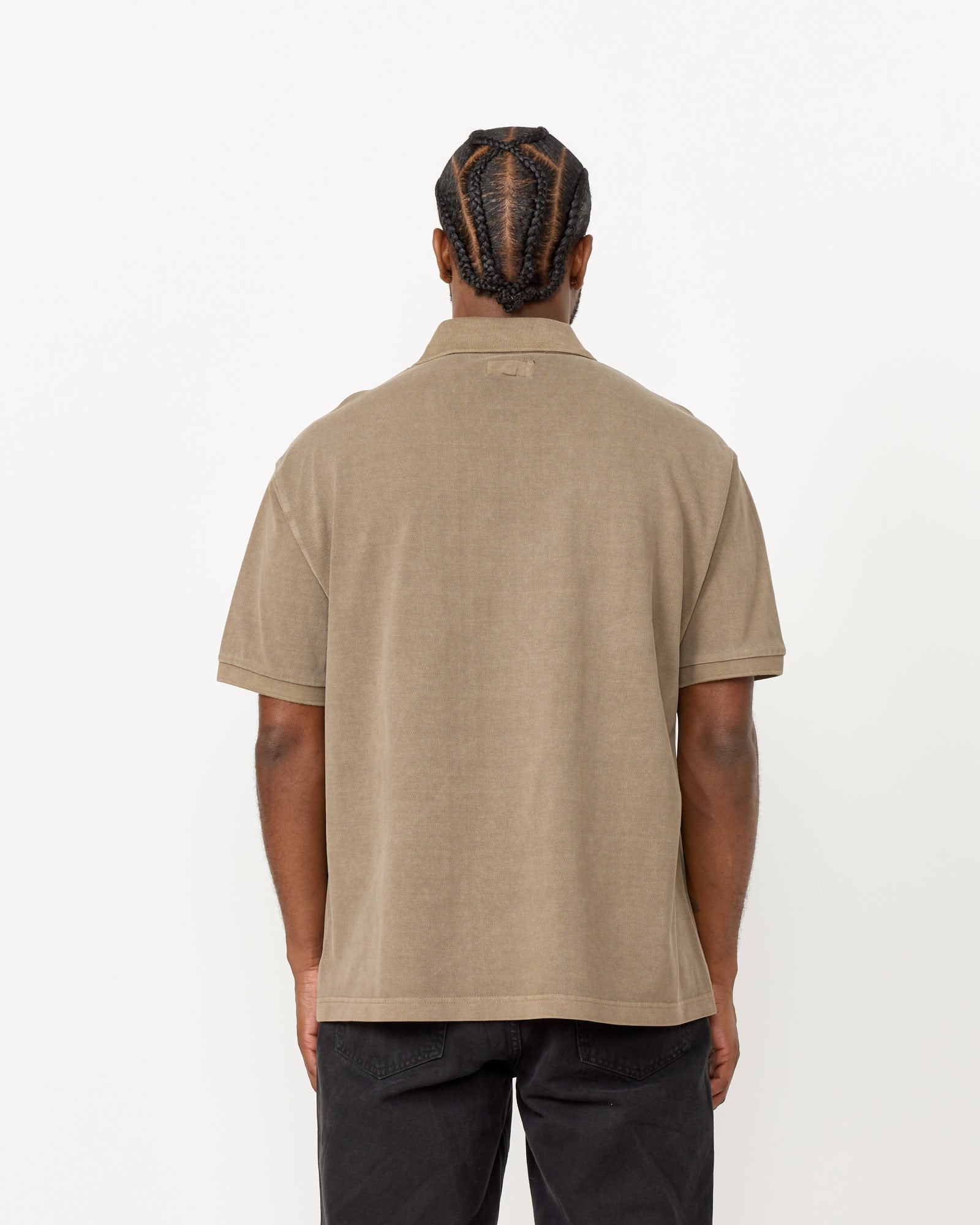 Stussy Pig Dyed Pique Polo Taupe - Taupe / L (259670)