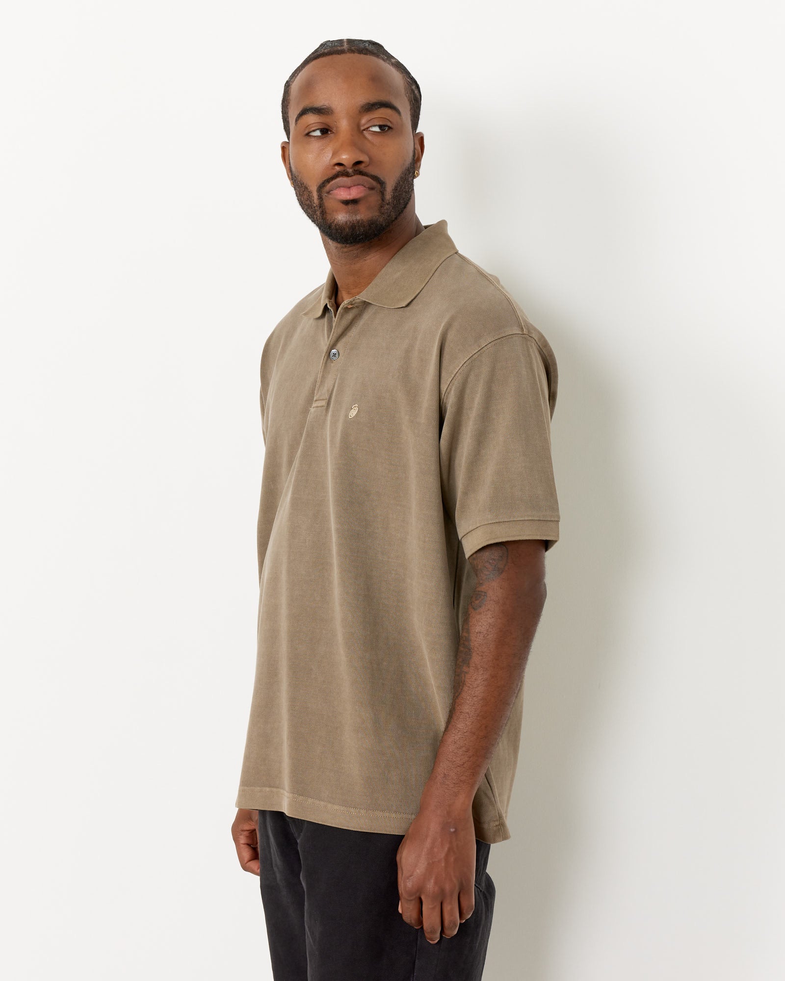 Stussy Pig Dyed Pique Polo Taupe - Taupe / L (259670)