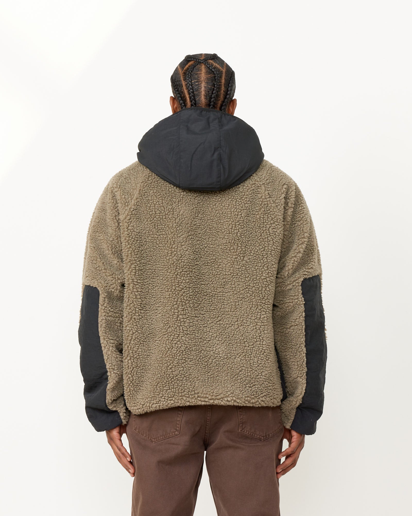 Stussy Sherpa Paneled Hooded Jacket Stone - Stone / L (259706)