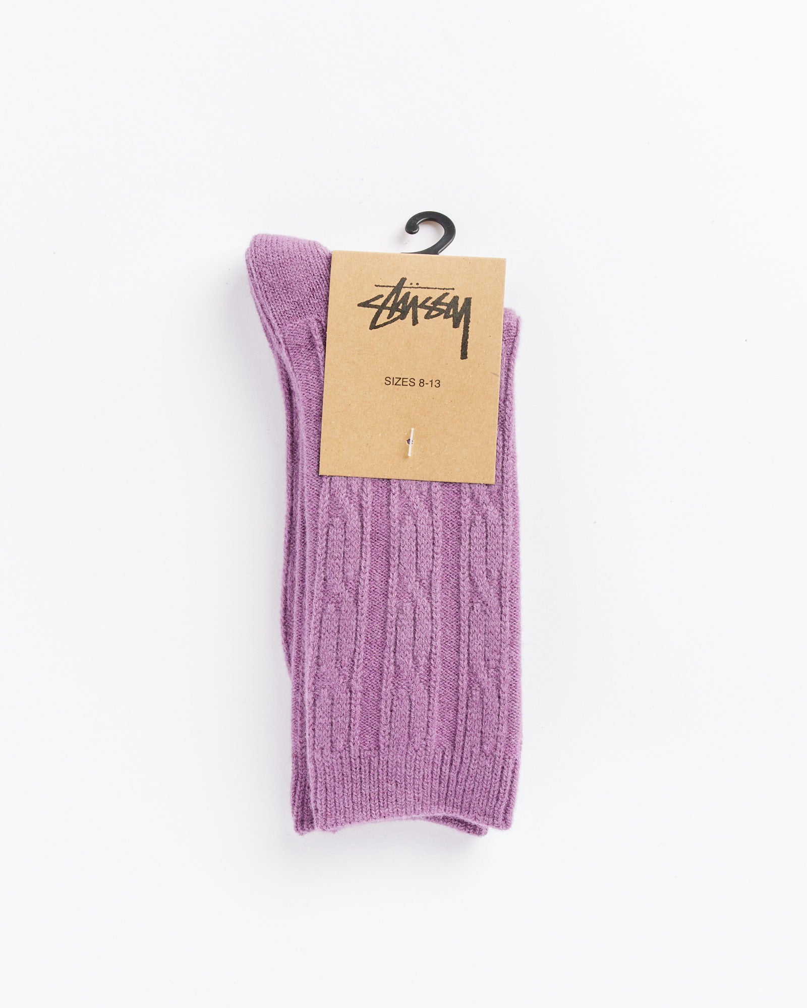 Stussy Cable Knit Dress Socks Plum - Plum / 8-13 (259717)