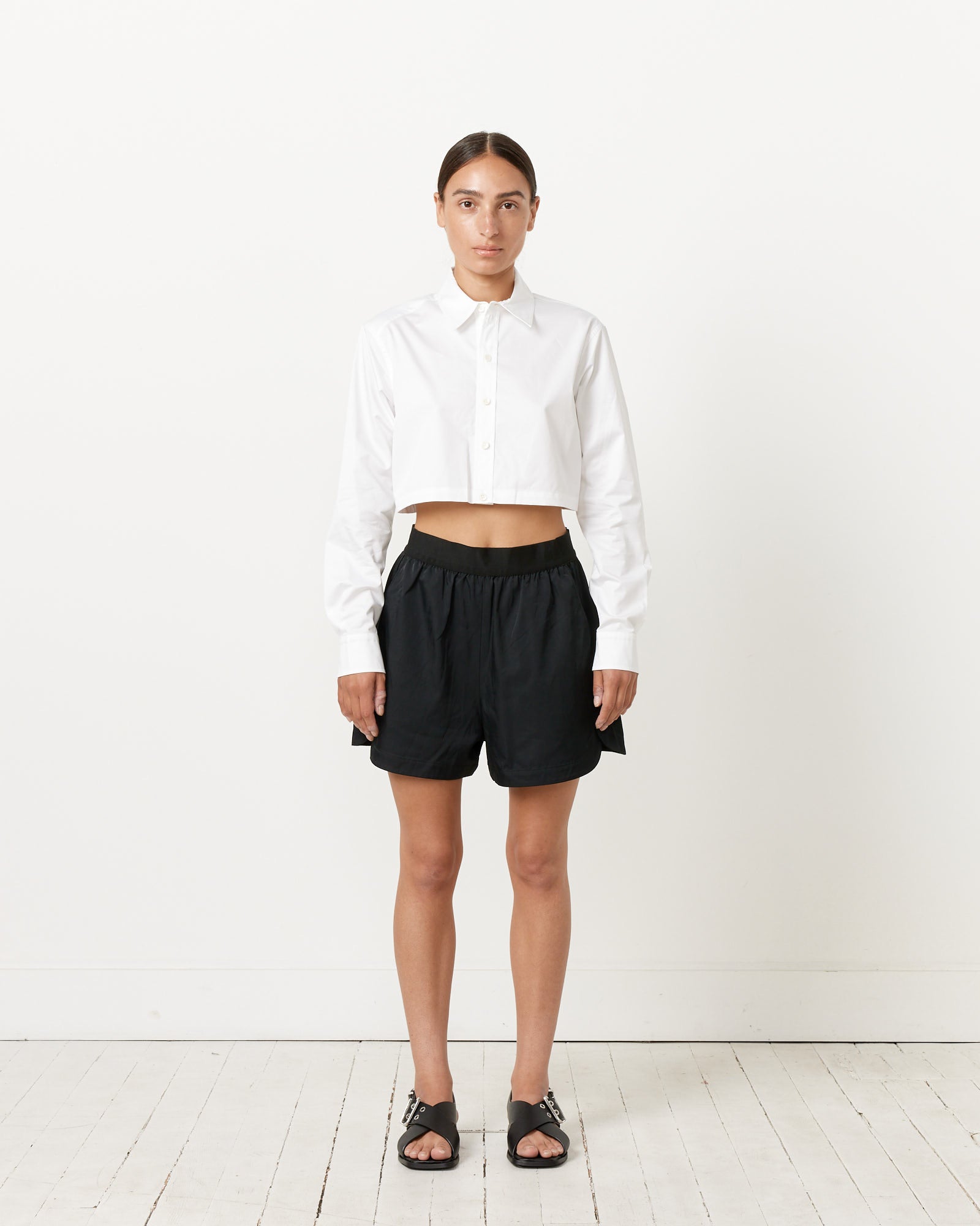 Tibi Eco Poplin Cropped Shirt White - White / XS (260678)