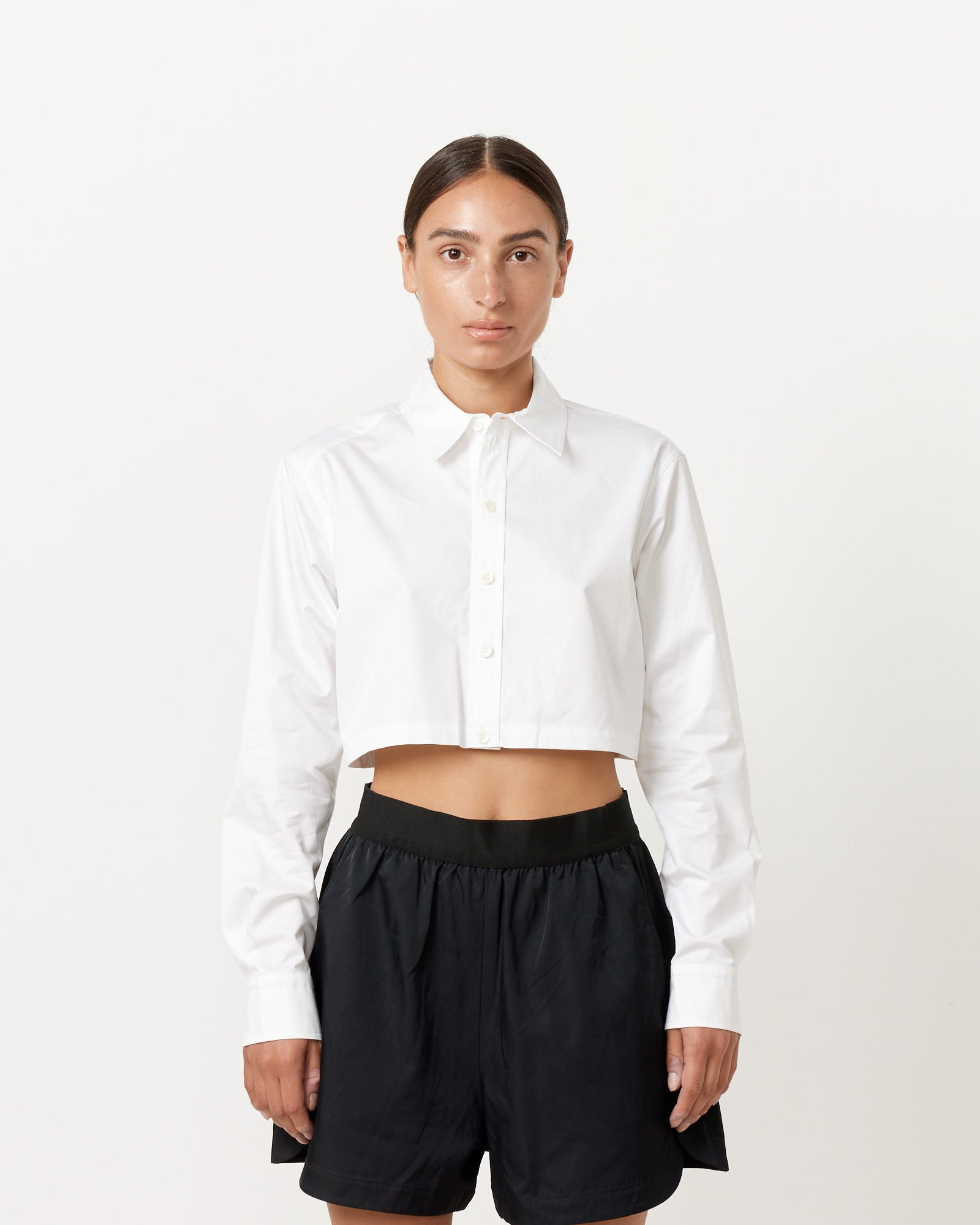 Tibi Eco Poplin Cropped Shirt White - White / XS (260678)