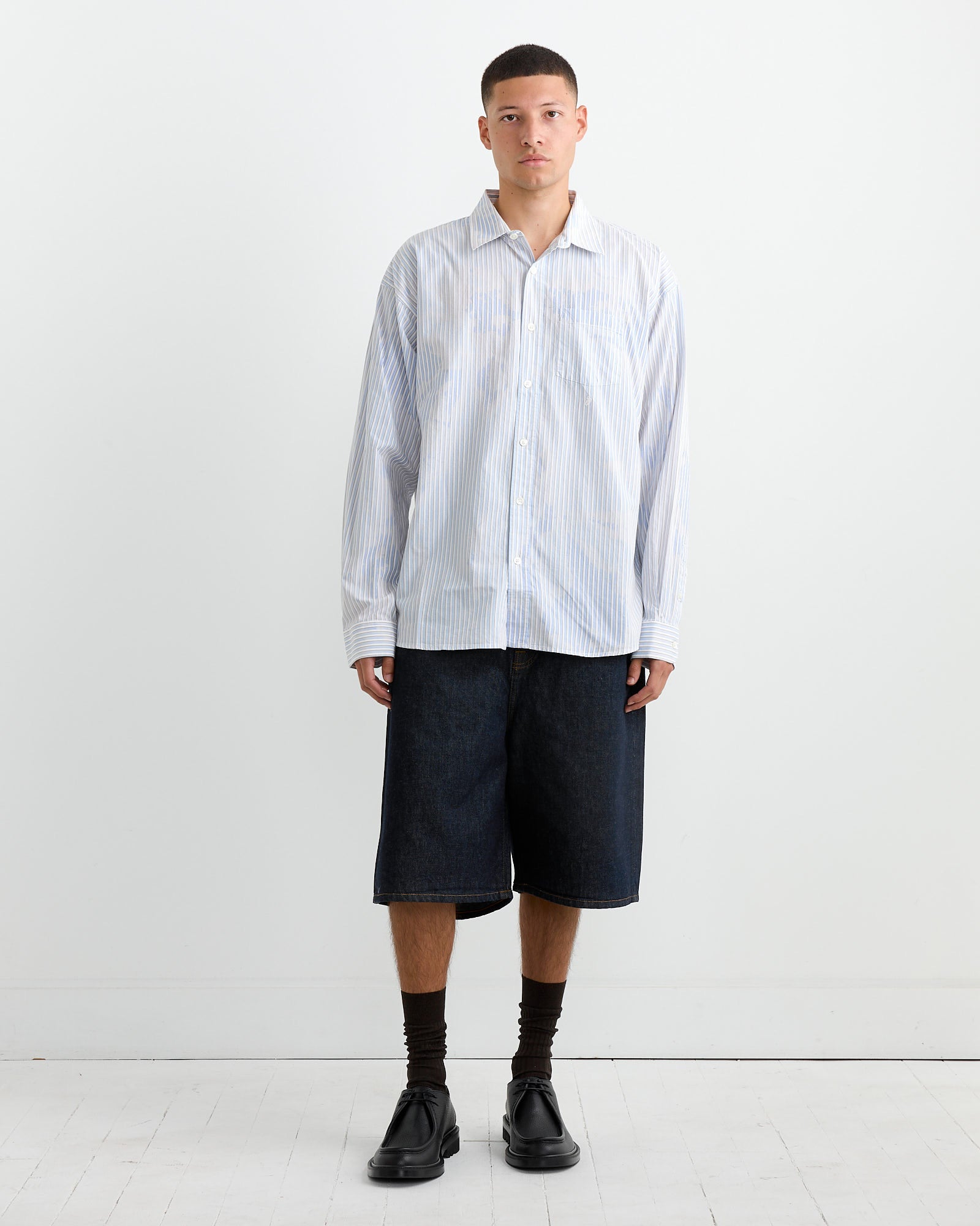 Stussy L/S Bleached Shirt Blue - Blue / L (260765)