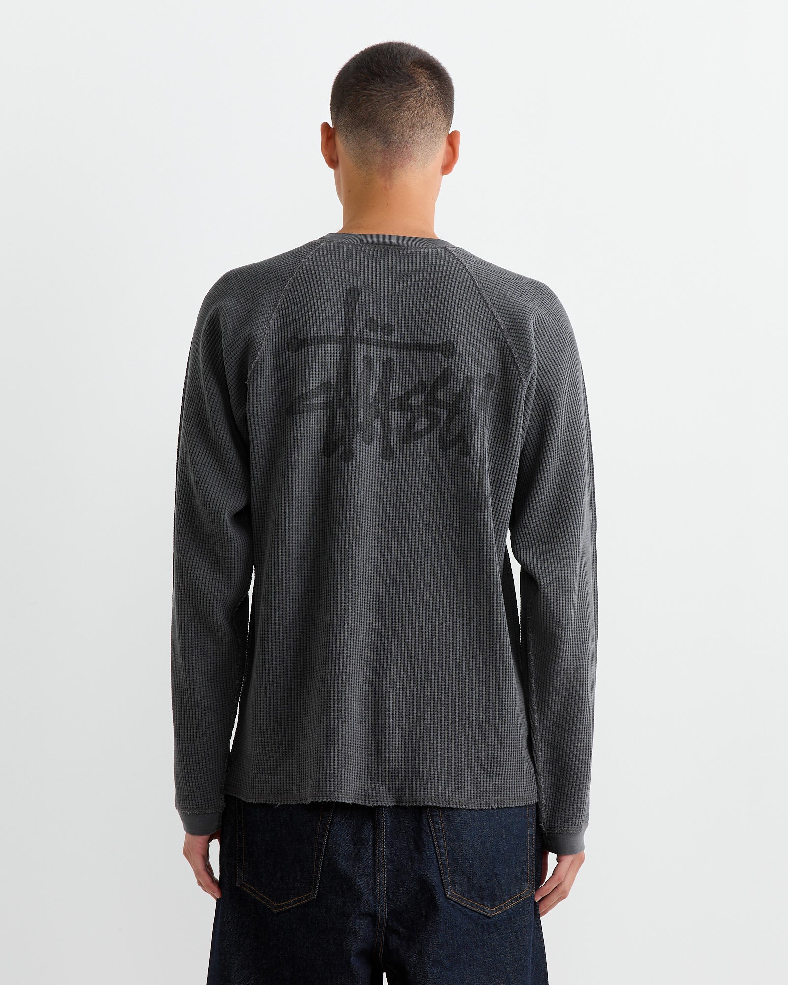 Stussy Raglan Thermal Basic Crewneck Washed Black - Washed Black / L (260774)