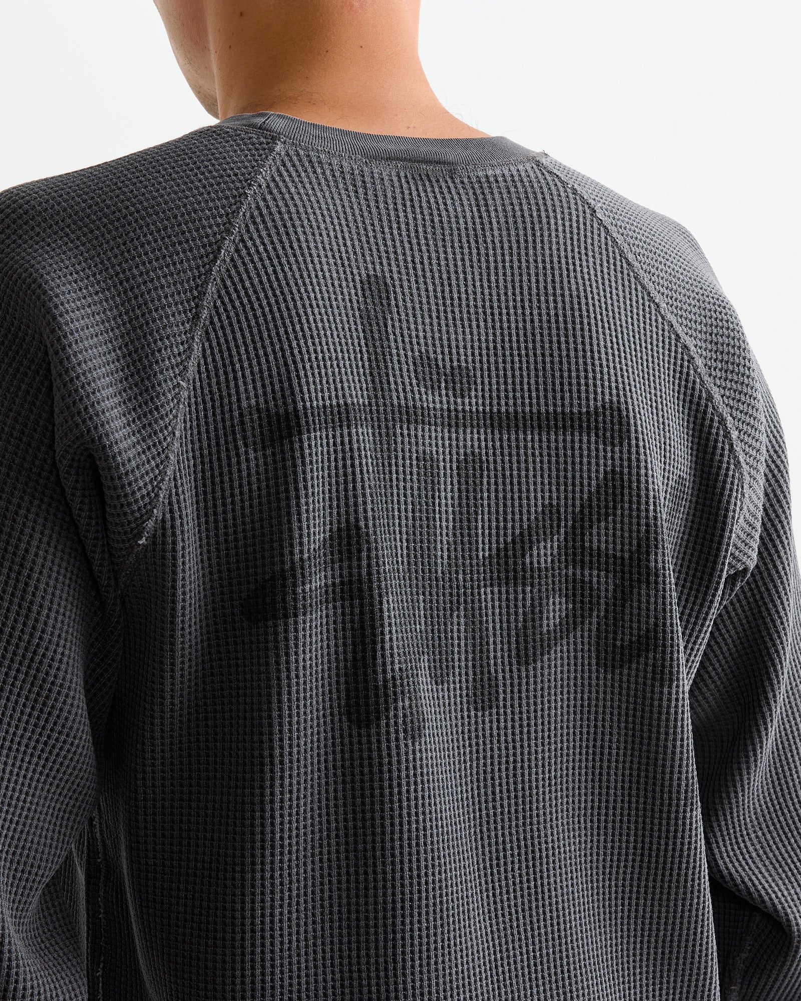 Stussy Raglan Thermal Basic Crewneck Washed Black - Washed Black / L (260774)