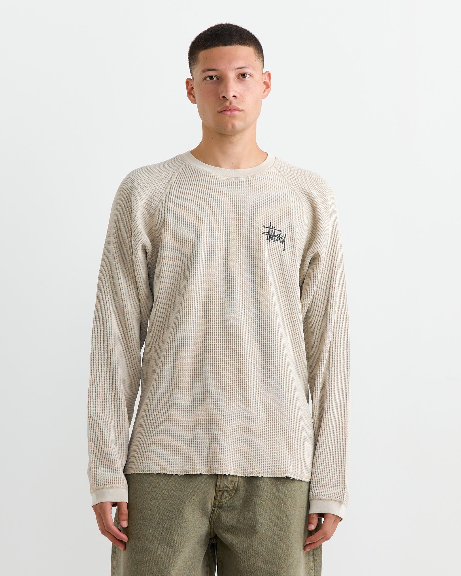 Stussy Raglan Thermal Basic Crewneck Bone - Bone / L (260778)