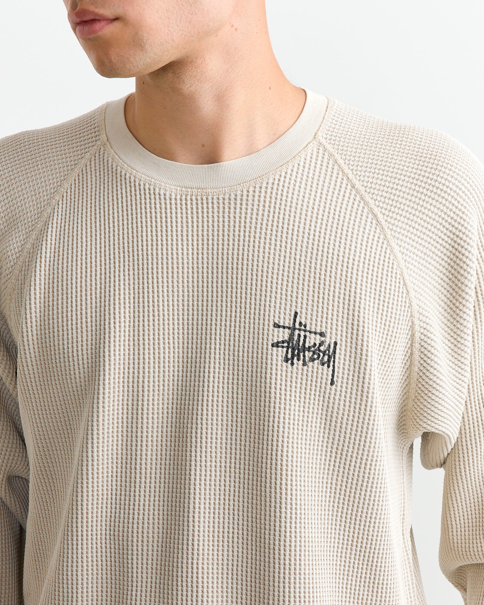 Stussy Raglan Thermal Basic Crewneck Bone - Bone / L (260778)