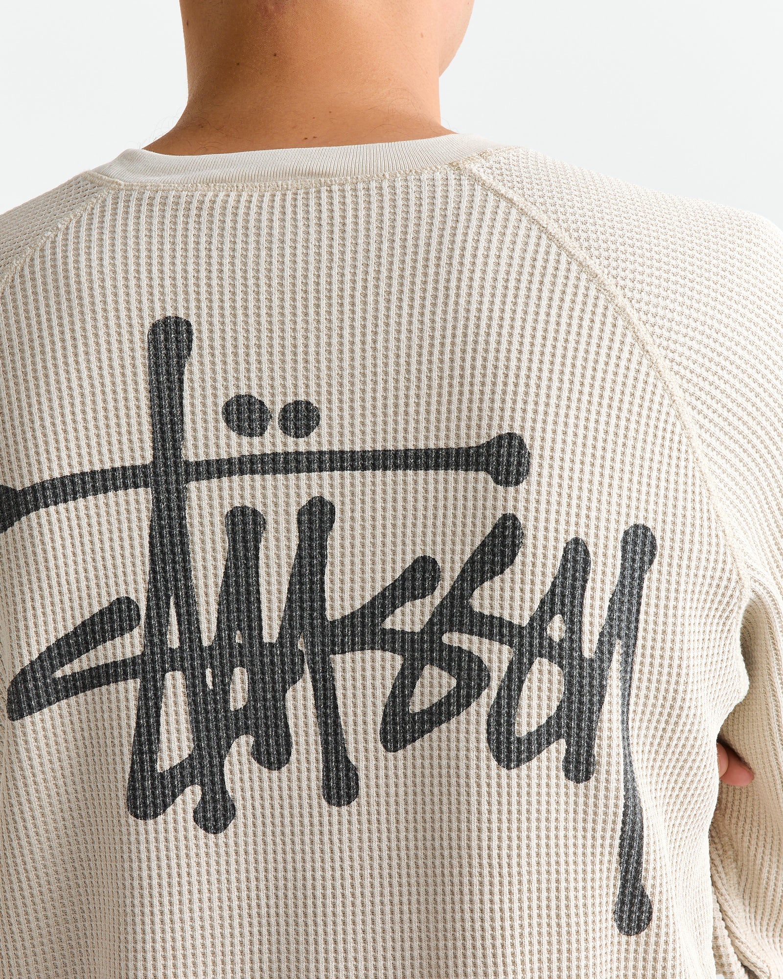 Stussy Raglan Thermal Basic Crewneck Bone - Bone / L (260778)