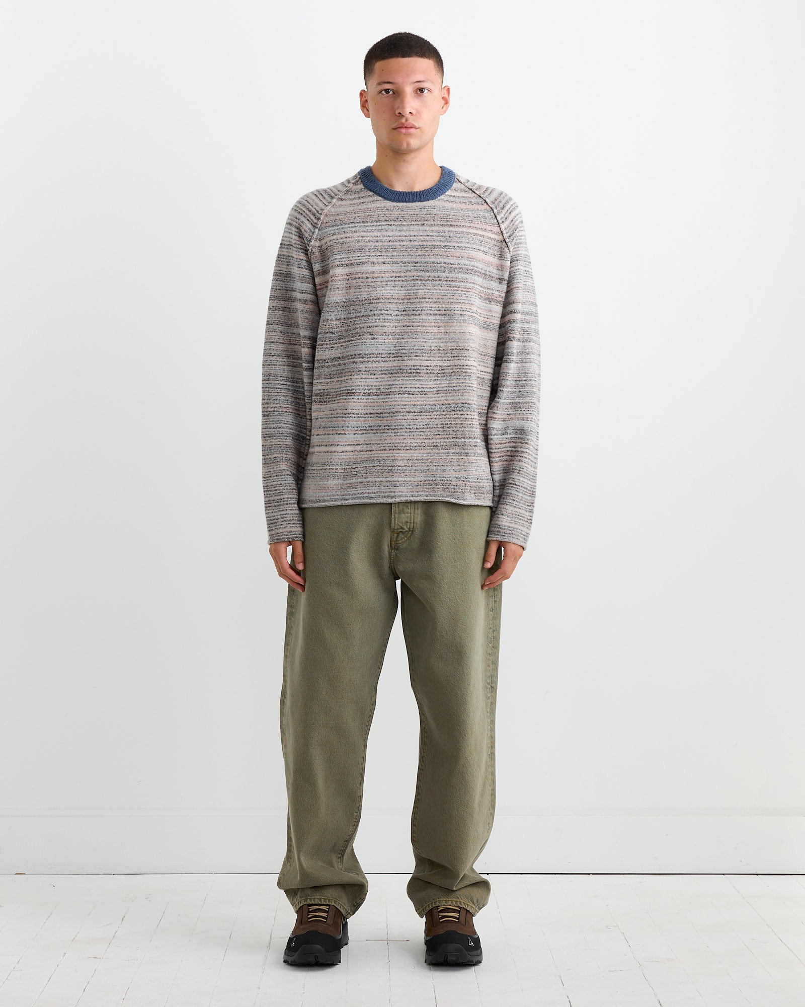 Stussy Textured Contrast Collar Crewneck Grey Multi - Grey Multi / L (260813)