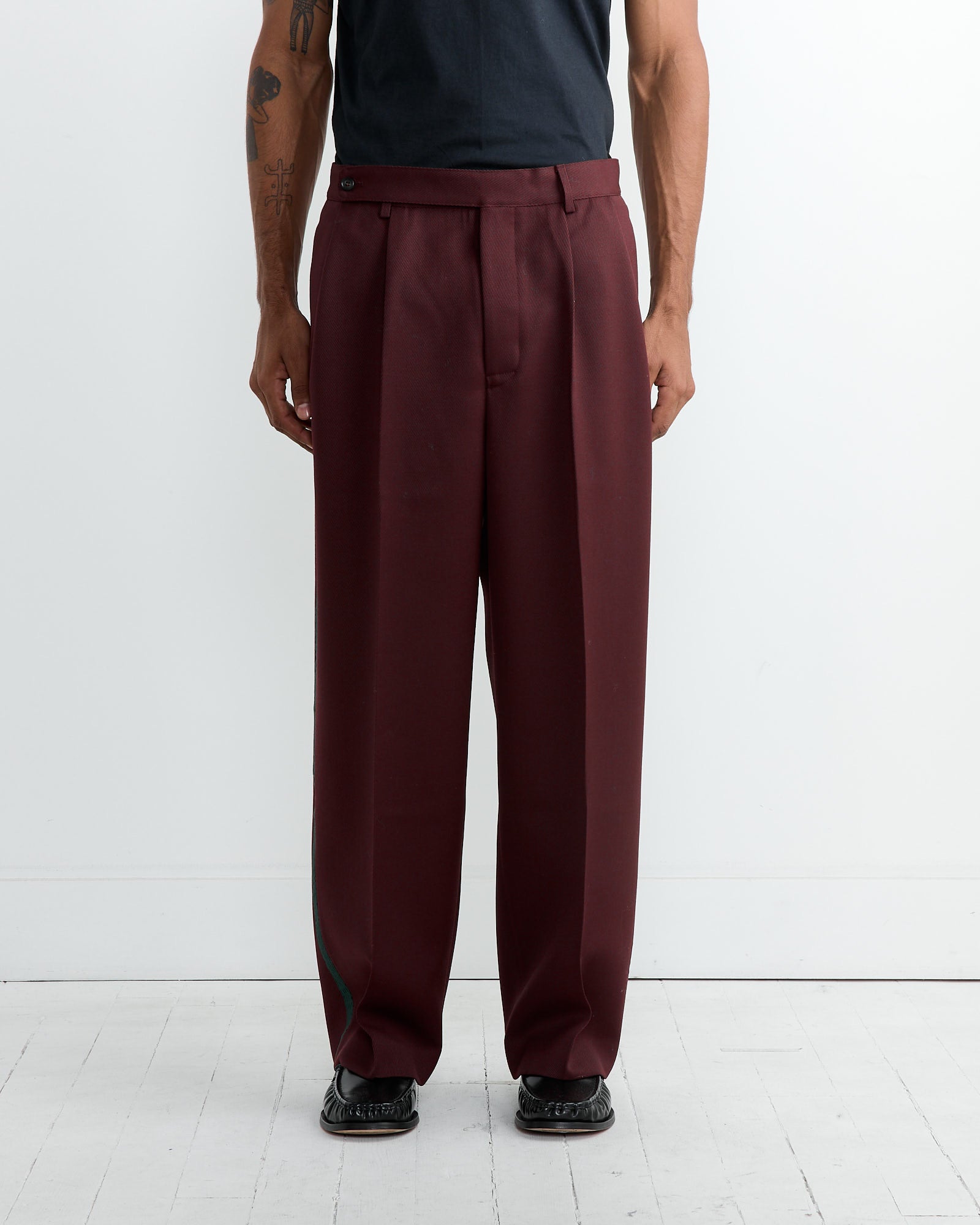 Bode Riding Twill Braided Trouser Burgundy - Burgundy / 34 (260900)