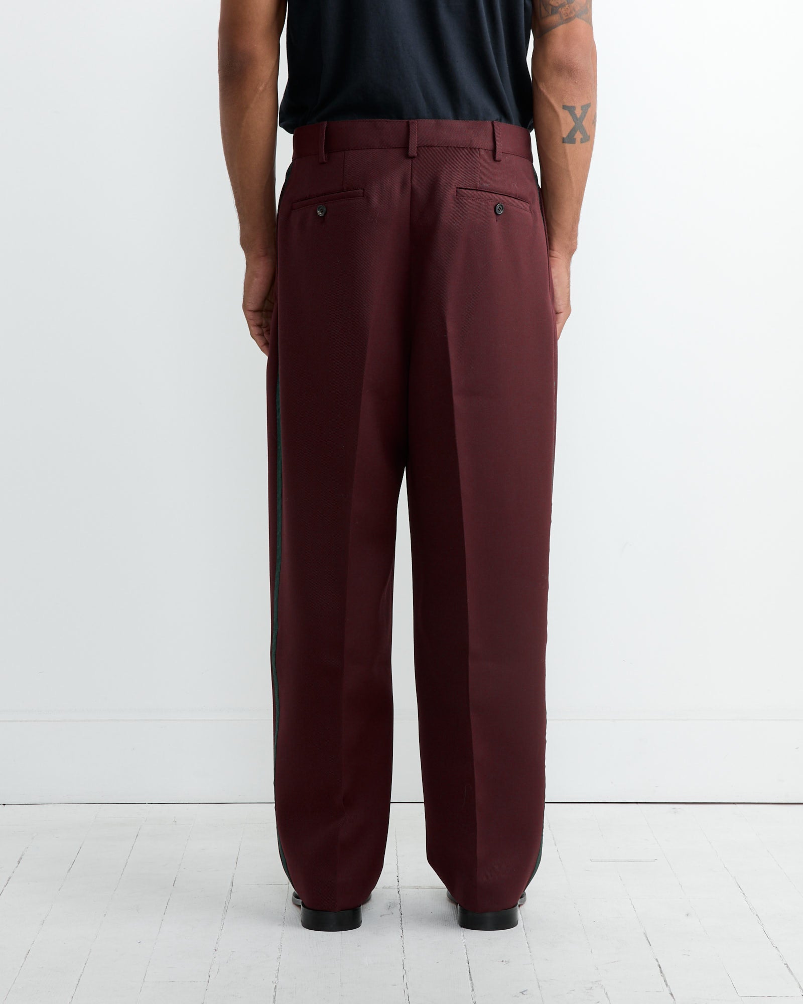 Bode Riding Twill Braided Trouser Burgundy - Burgundy / 34 (260900)