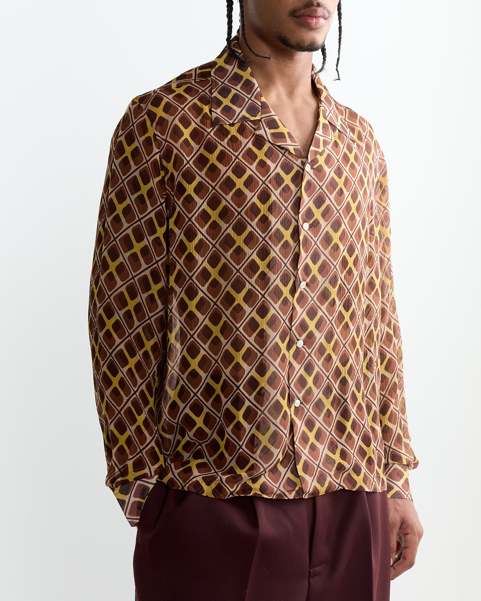 Bode Cattail Plaid L/S Shirt Brown Multi - Brown Multi / XL (260914)