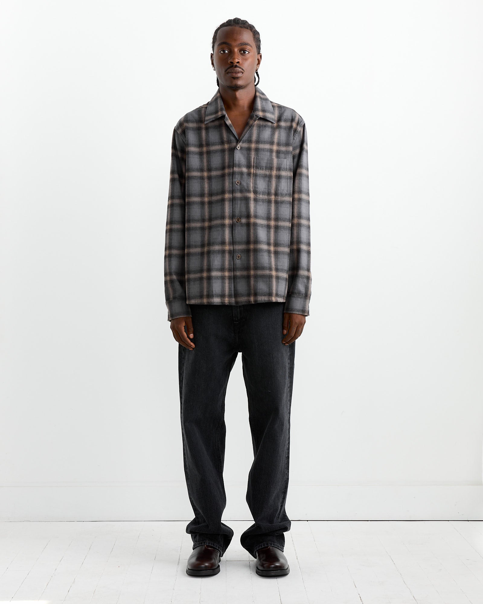 Our Legacy Hausen Shirt Oyster Check Flannel - Oyster Check Flannel / 46 (261061)