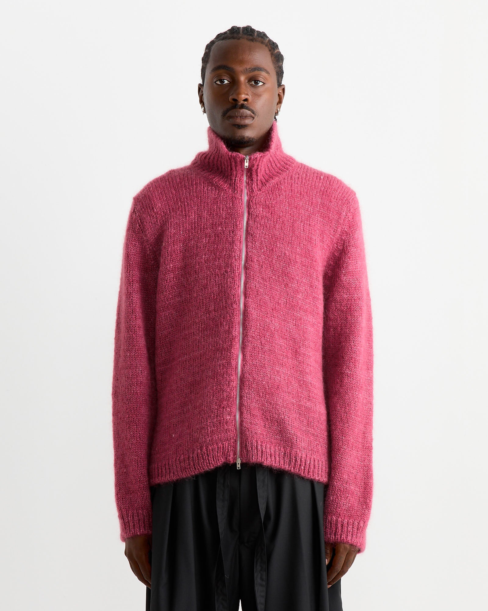 Float Funnel Zip Sweater in Ruby