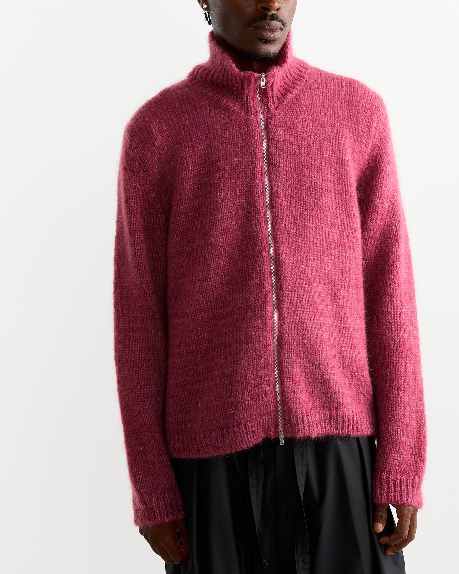 Float Funnel Zip Sweater in Ruby