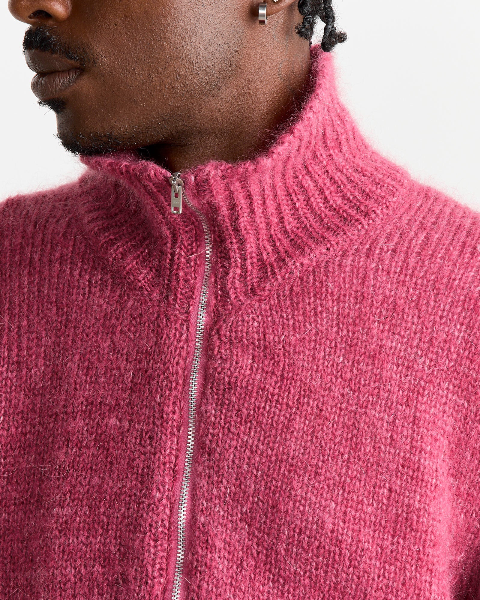 Float Funnel Zip Sweater in Ruby