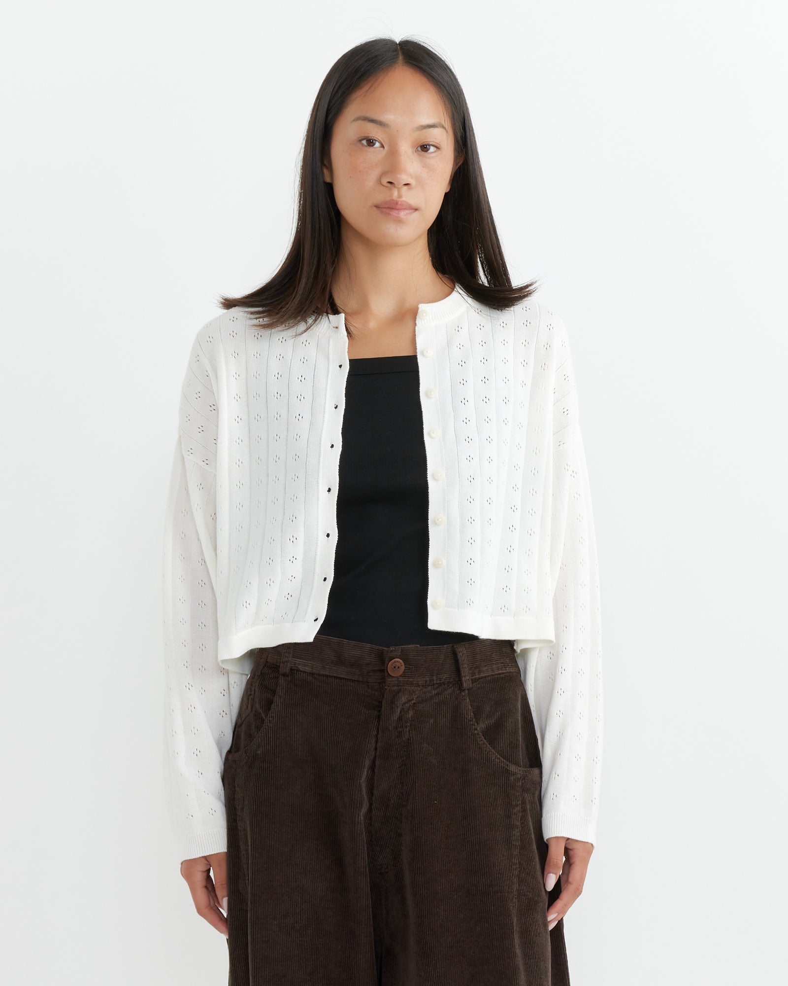 Knitted Perle Cardigan in White