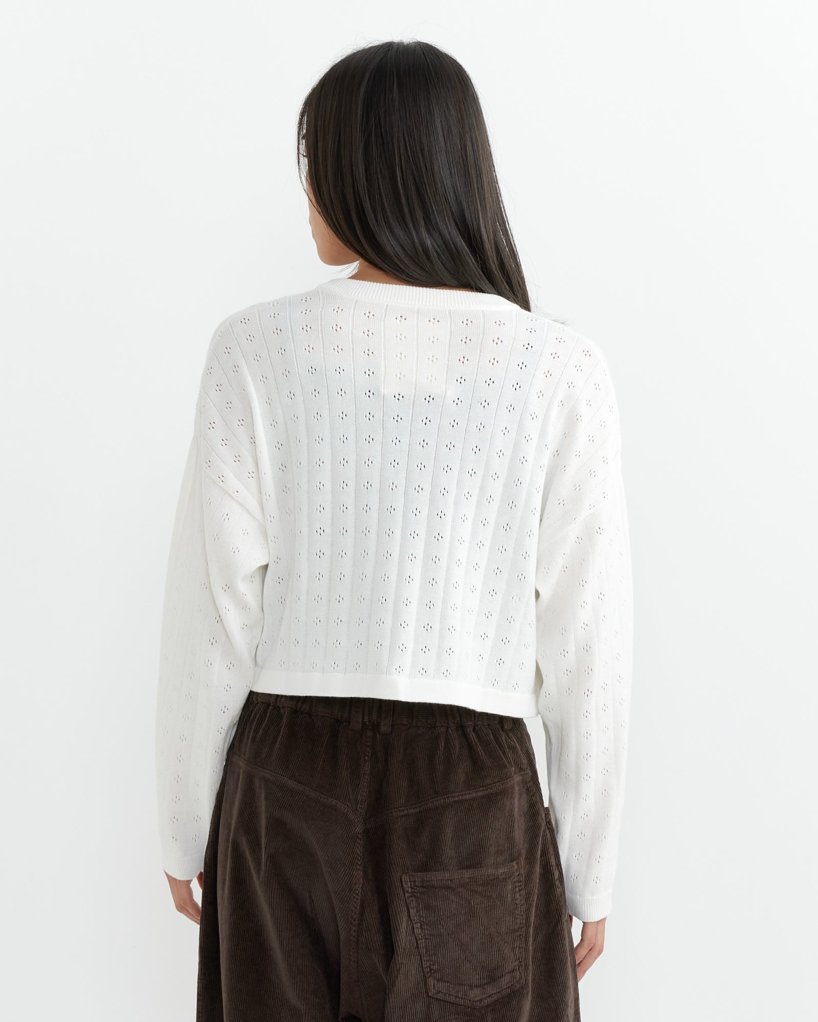 Knitted Perle Cardigan in White