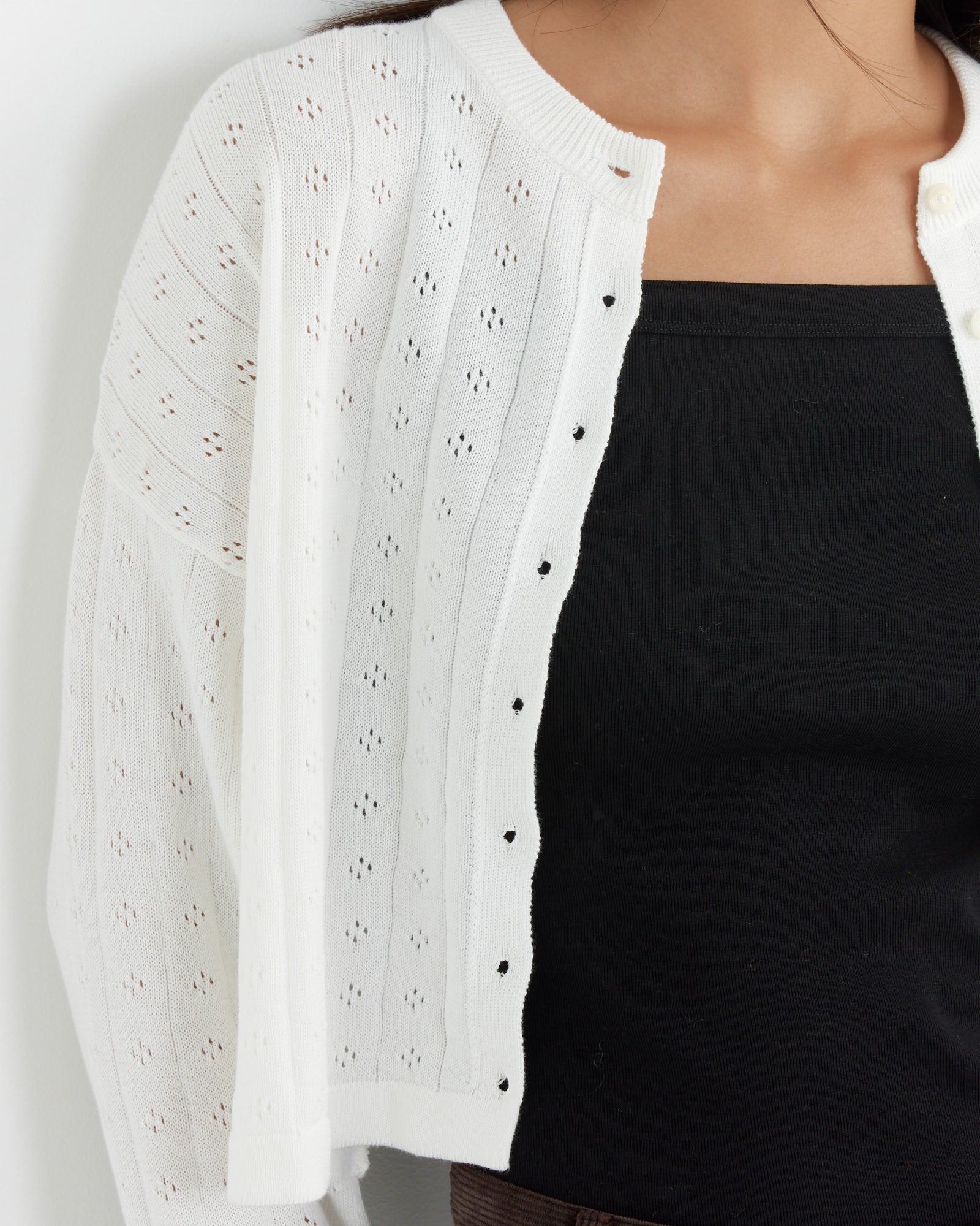 Knitted Perle Cardigan in White