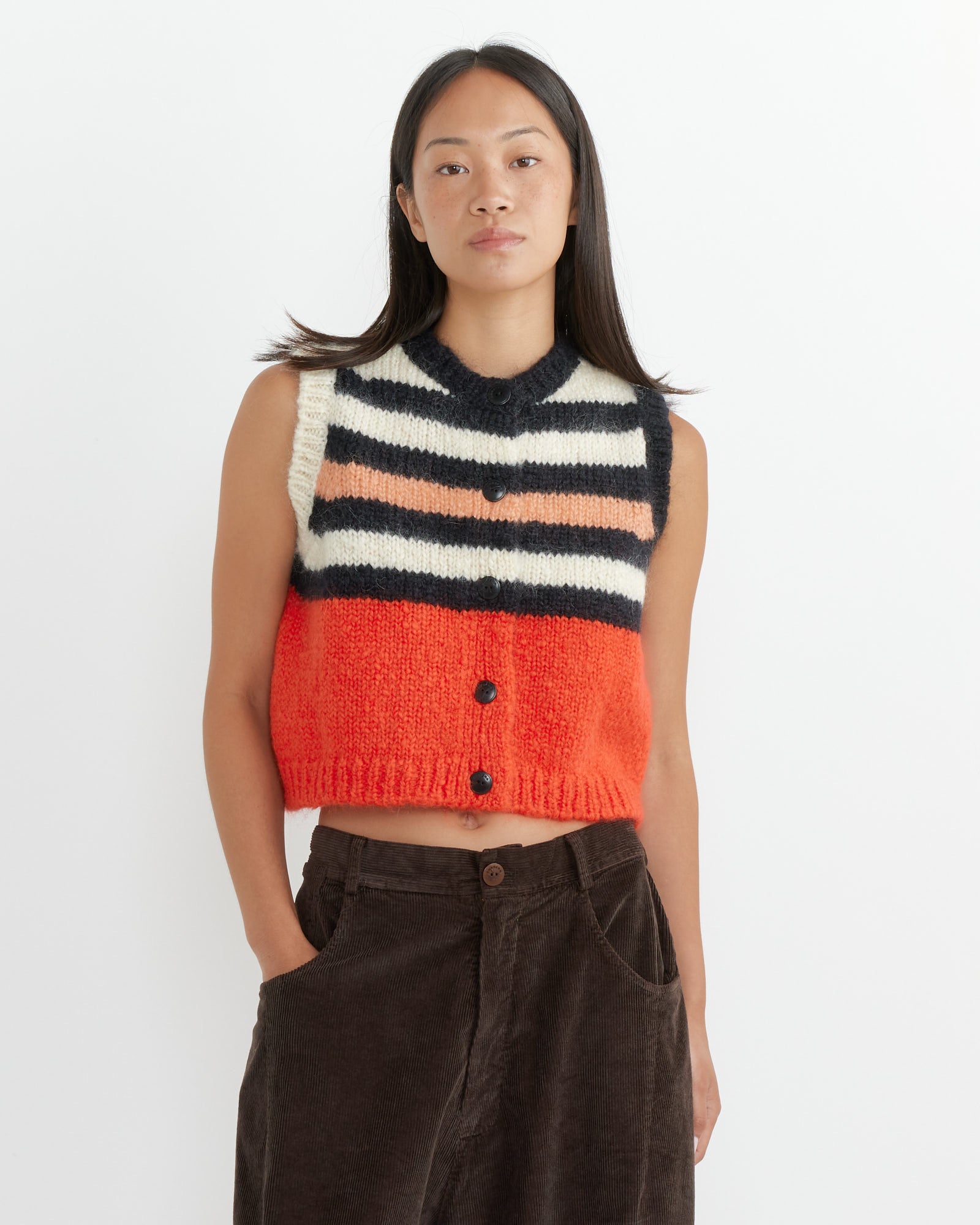 Cordera Mohair Striped Waistcoast - Multi Red / OS (261226)