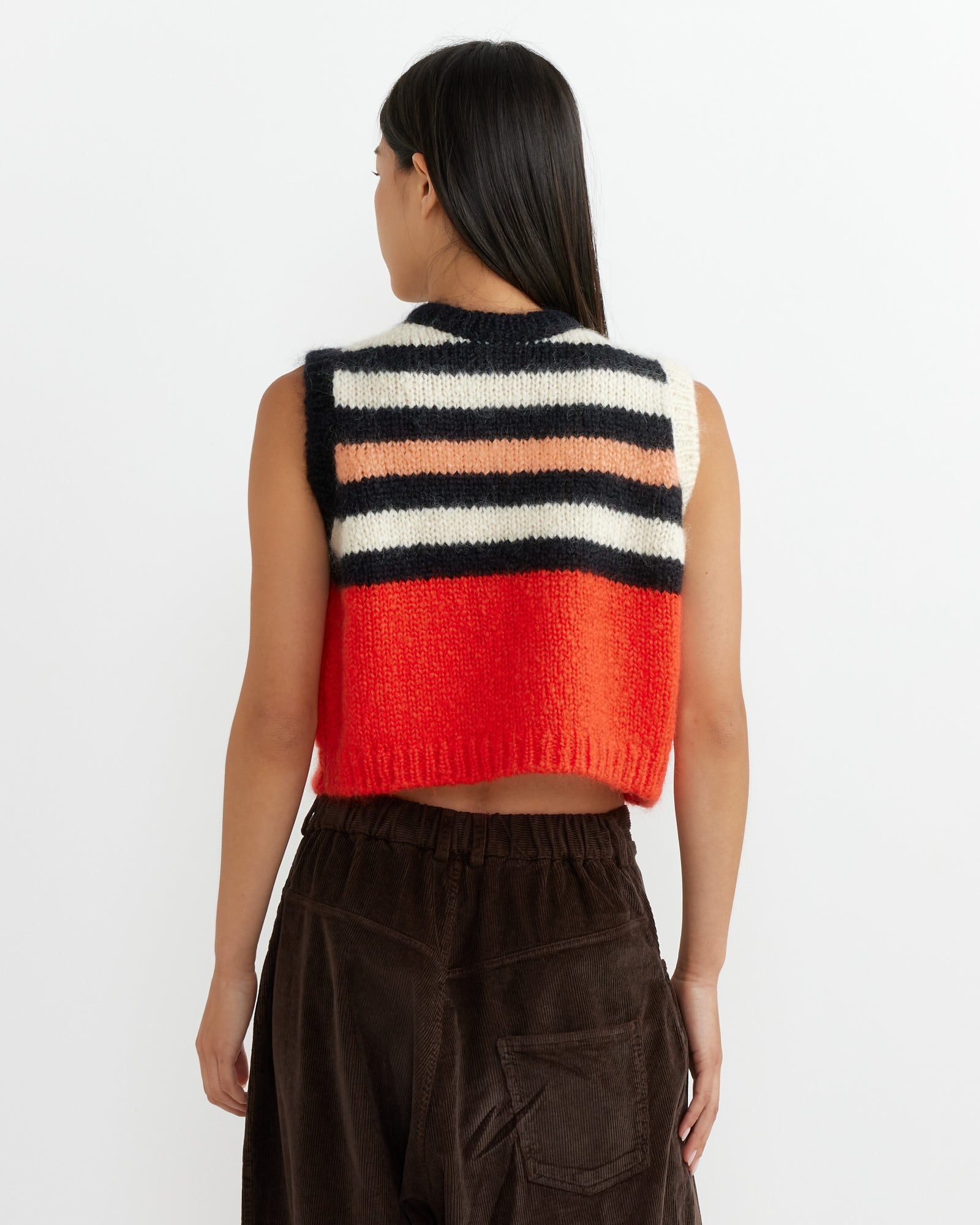 Mohair Striped Waistcoat in Multi Red