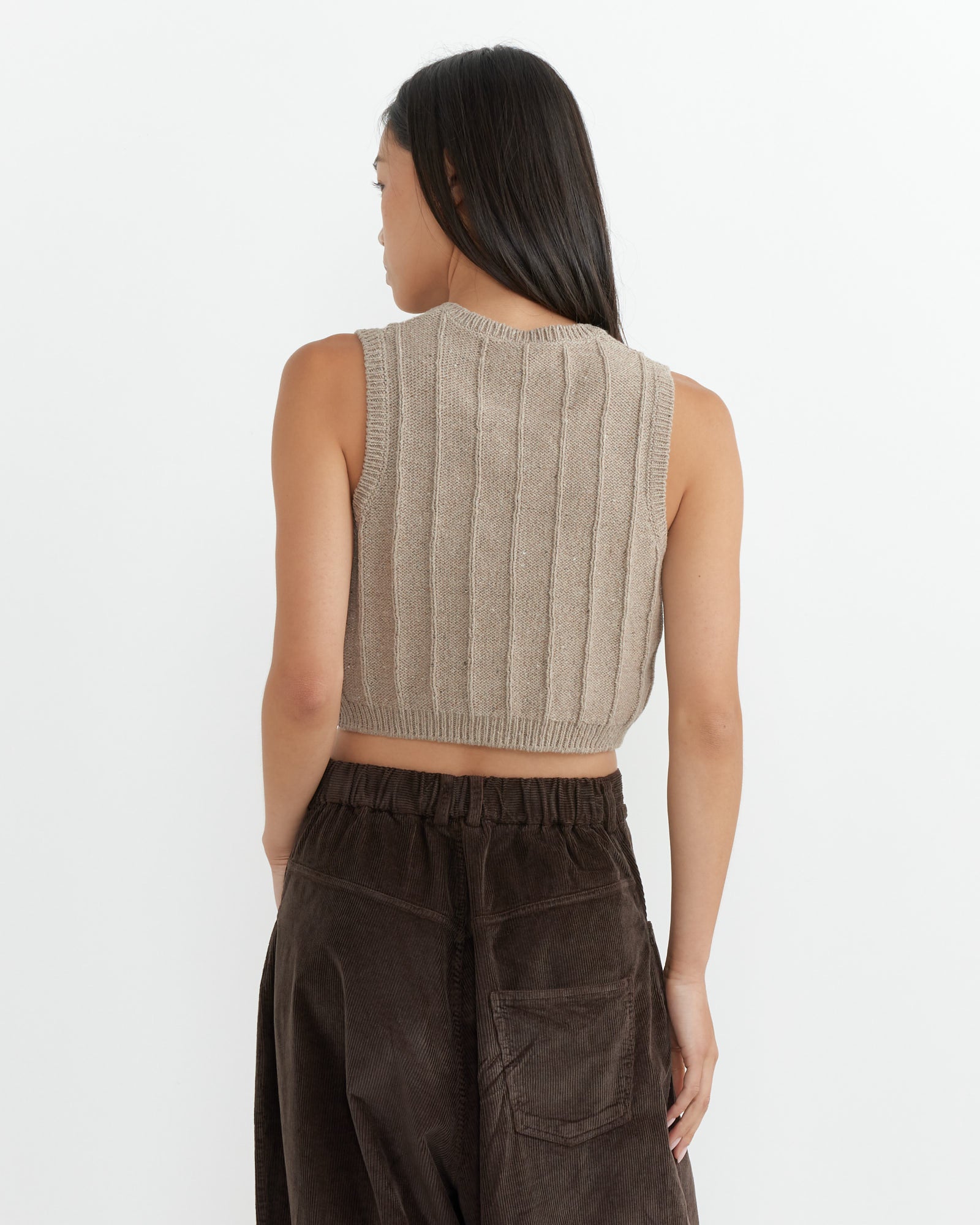 Heather Cotton Waistcoat in Taupe