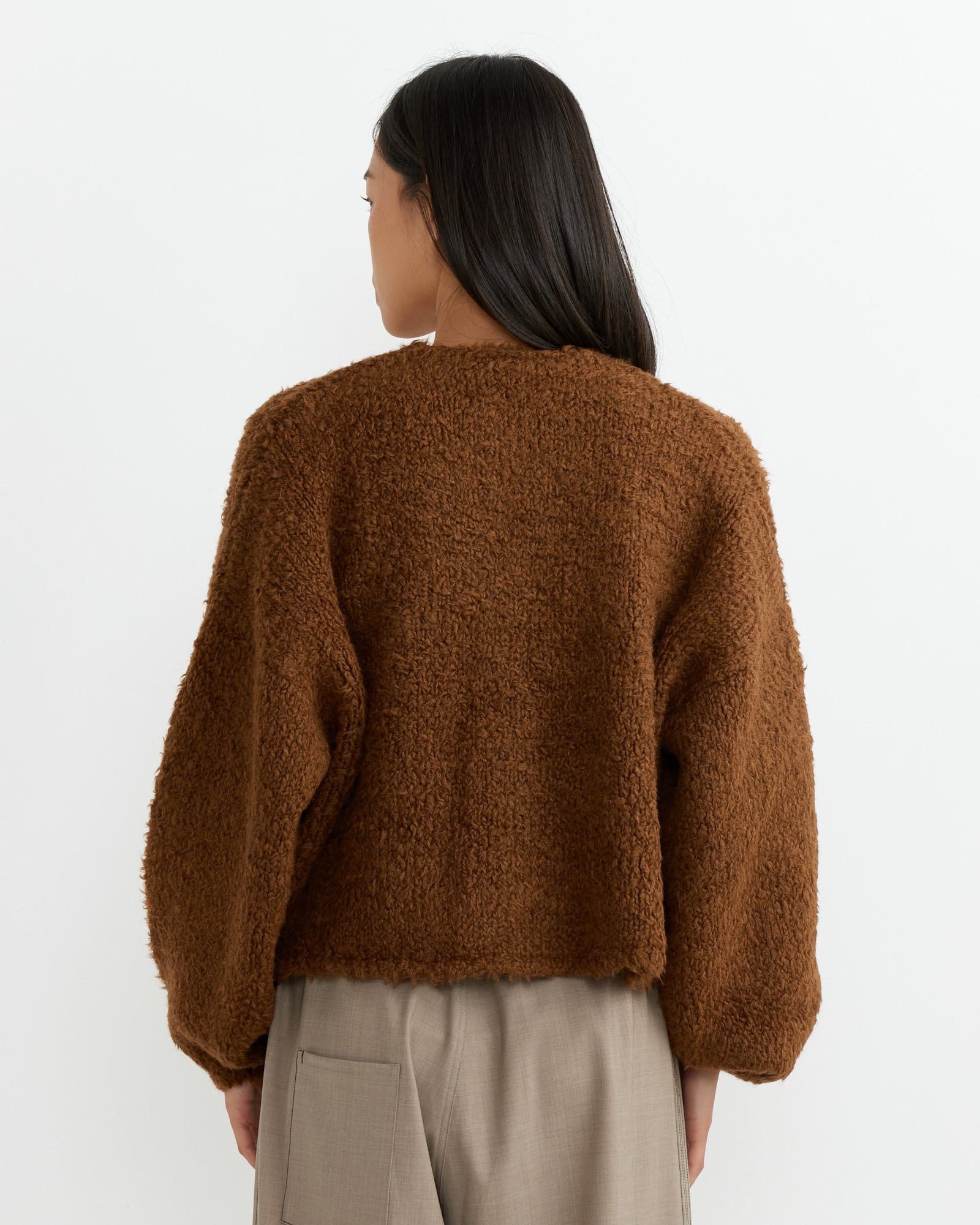 Teddy Cropped Cardigan in Acorn