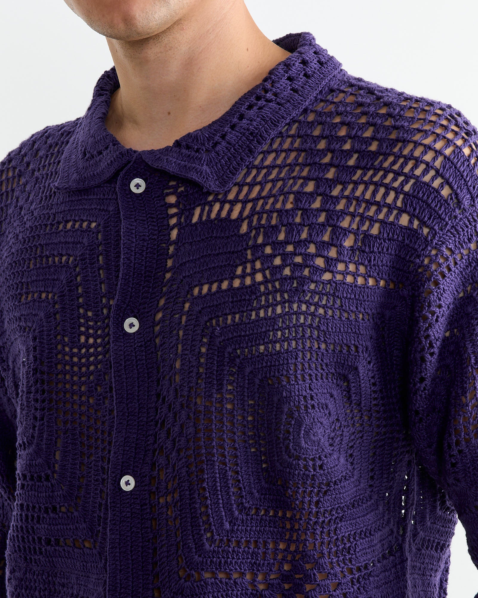 Bode Crochet Overshirt Purple - Purple / L (261275)