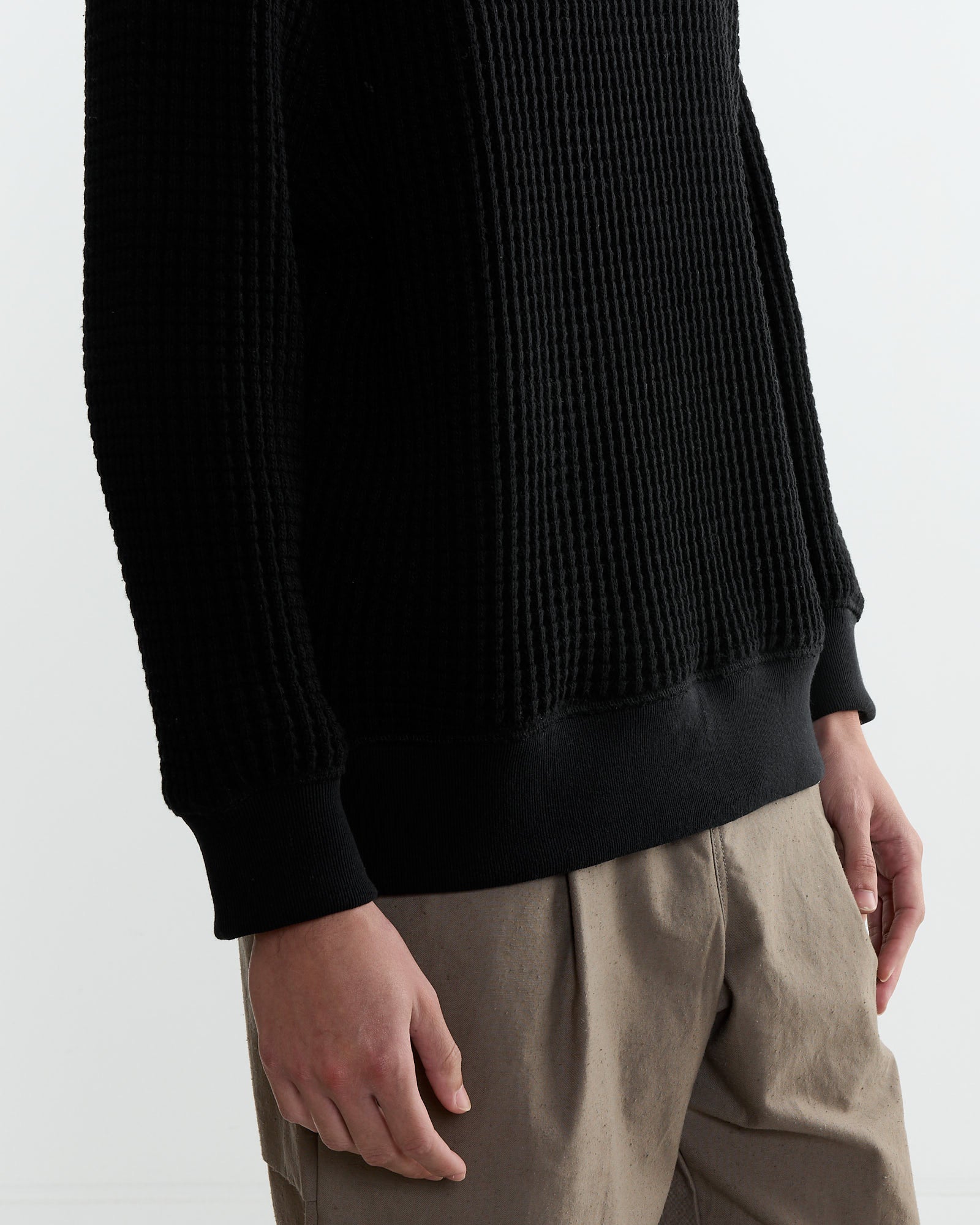 Jackman Waffle Crewneck Black - Black / L (261402)