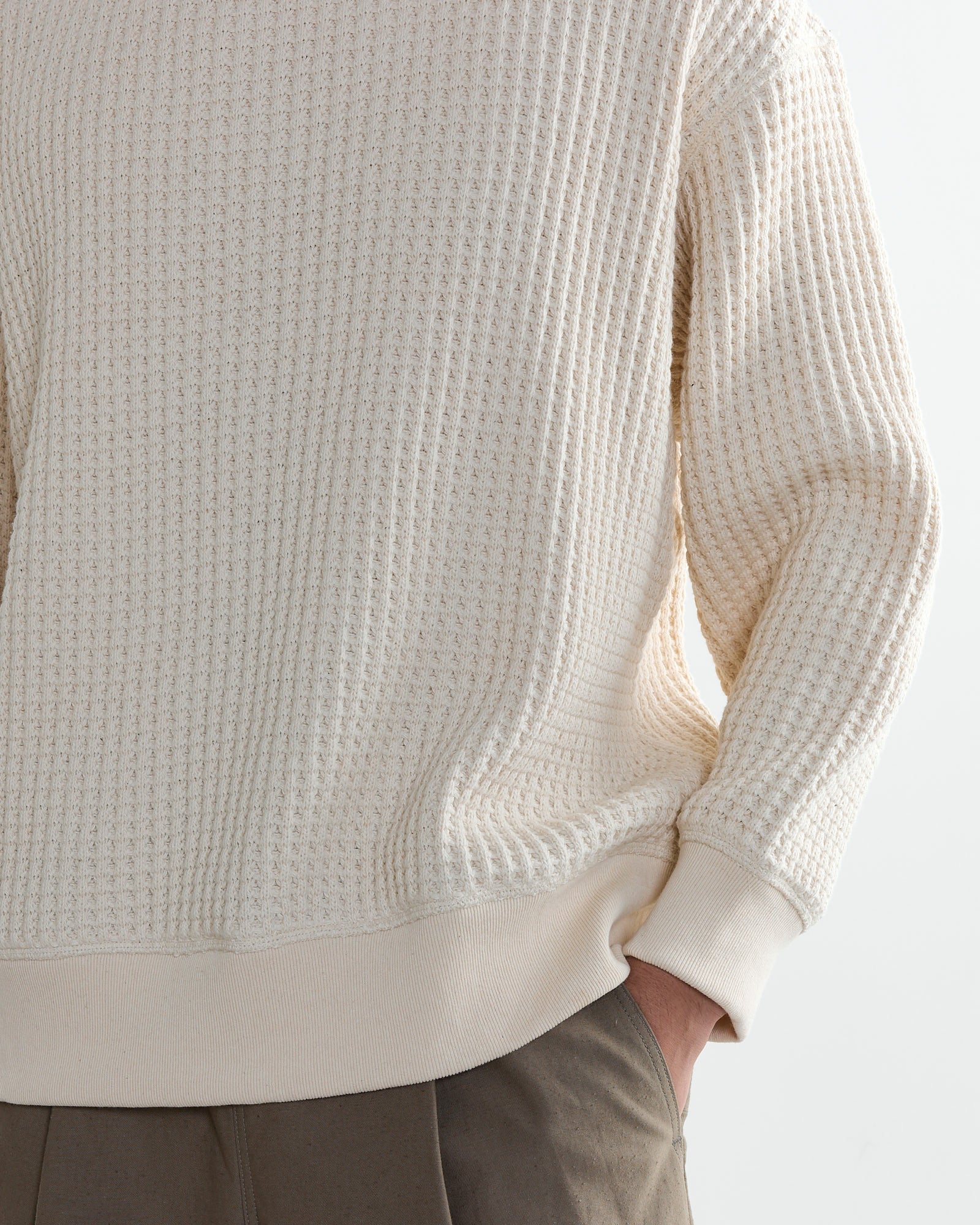 Jackman Waffle Crewneck Ivory - Ivory / L (261406)