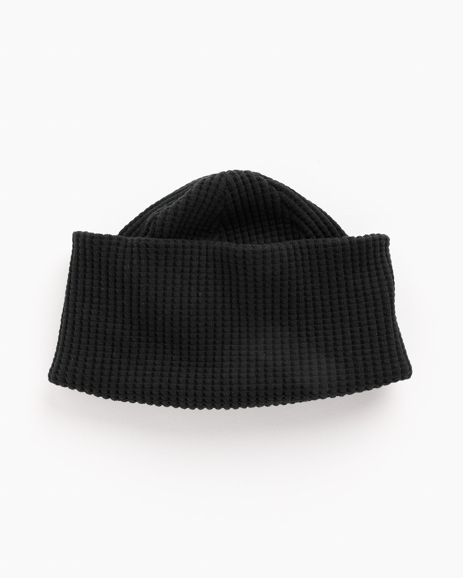 Waffle Knit Cap in Black