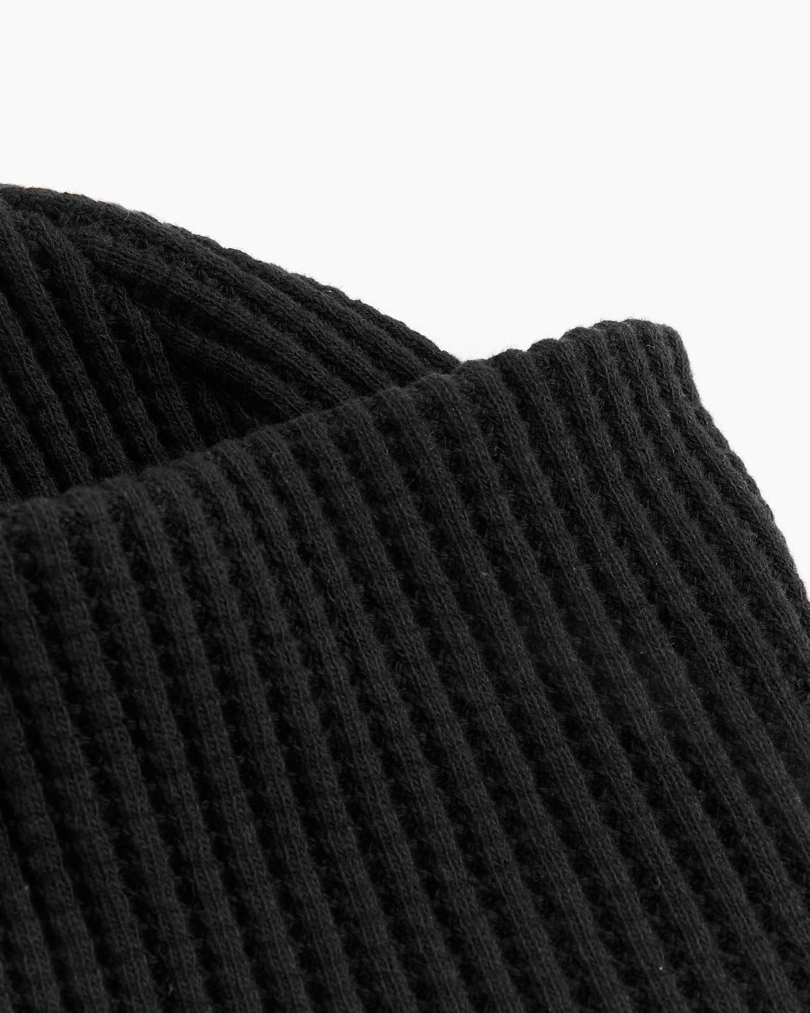 Waffle Knit Cap in Black