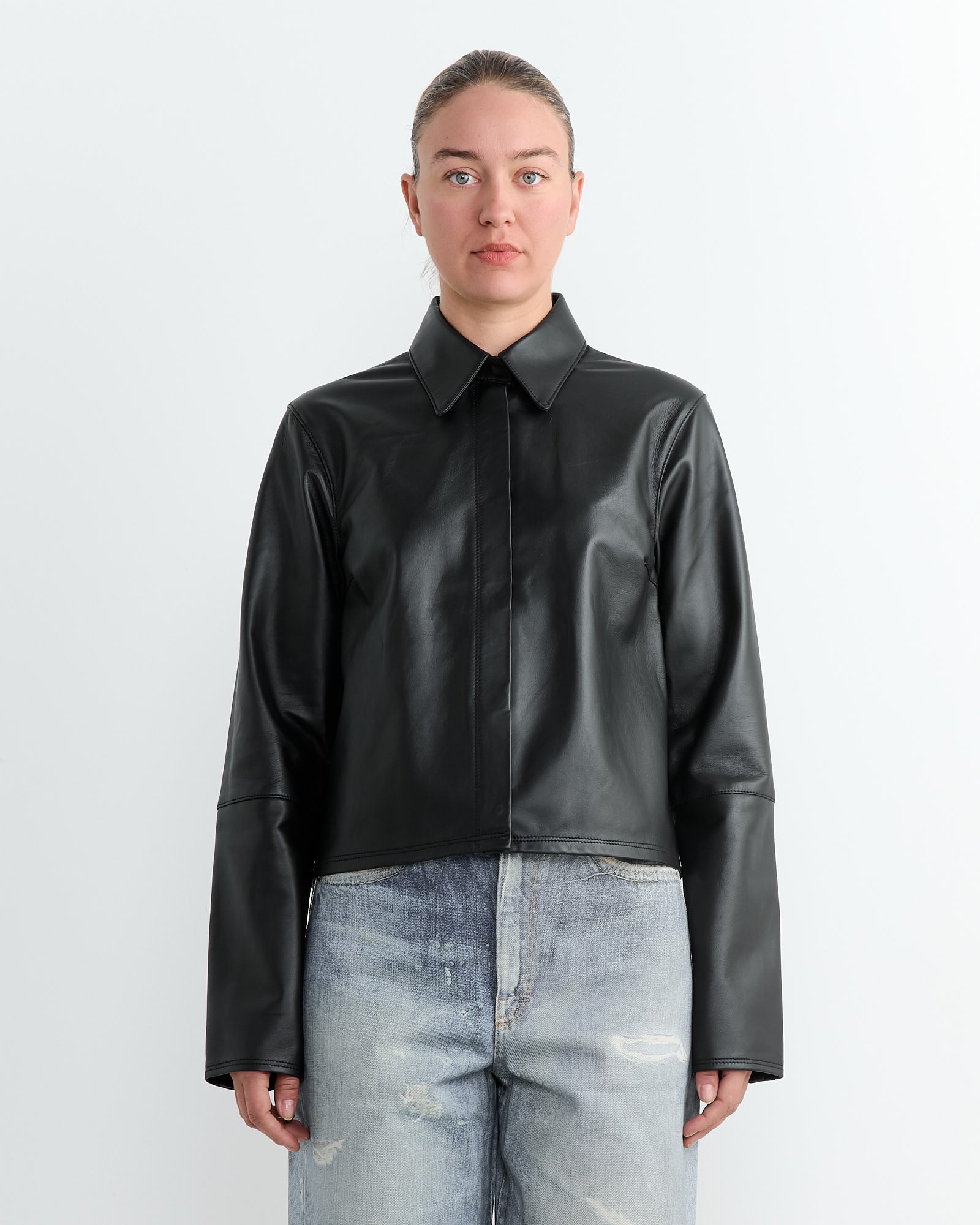 Auto Leather Shirt in Black