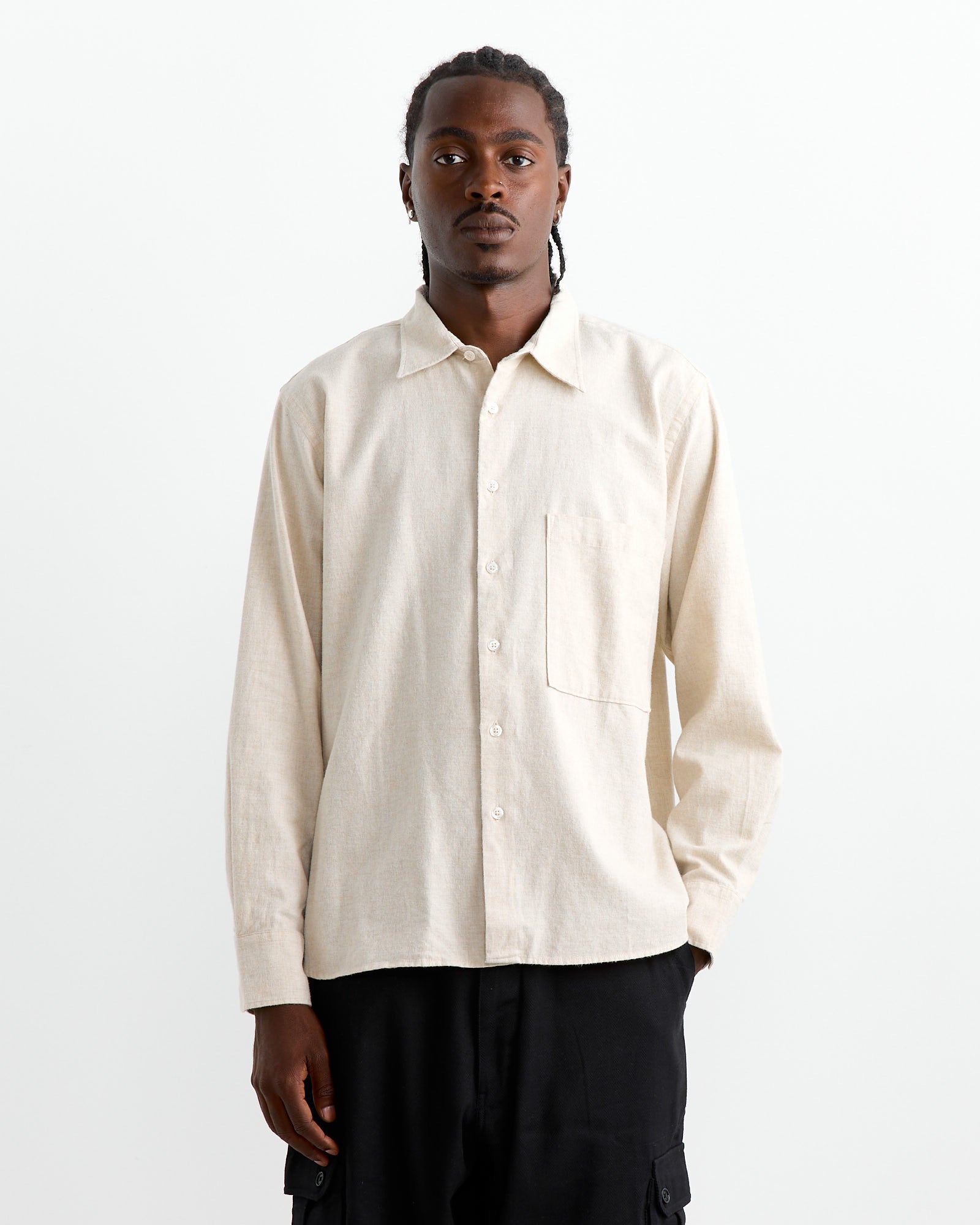 Universal Works Square Pocket Shirt Sand - Sand / L (261537)