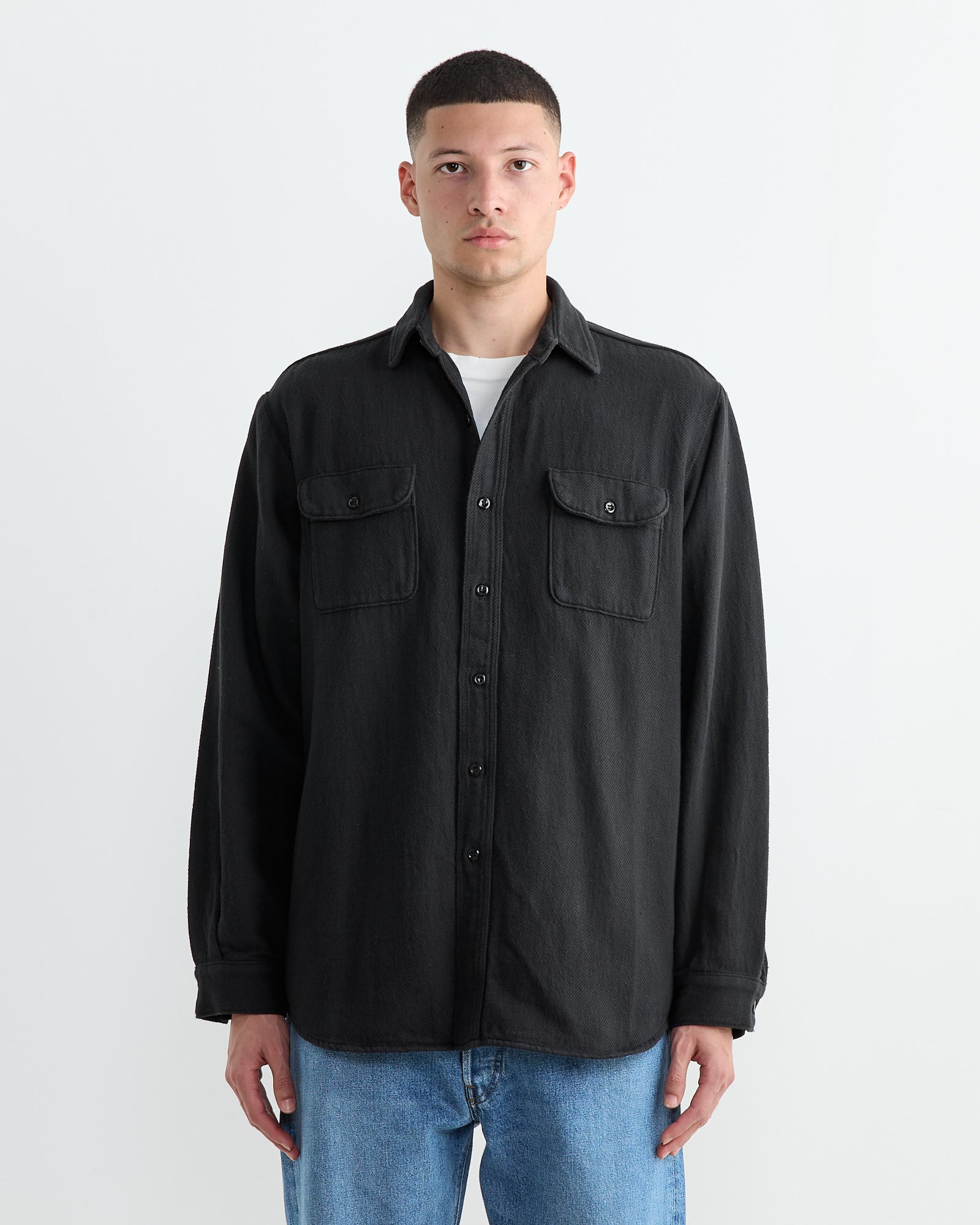 Vintage Fit Flannel Shirt in Black