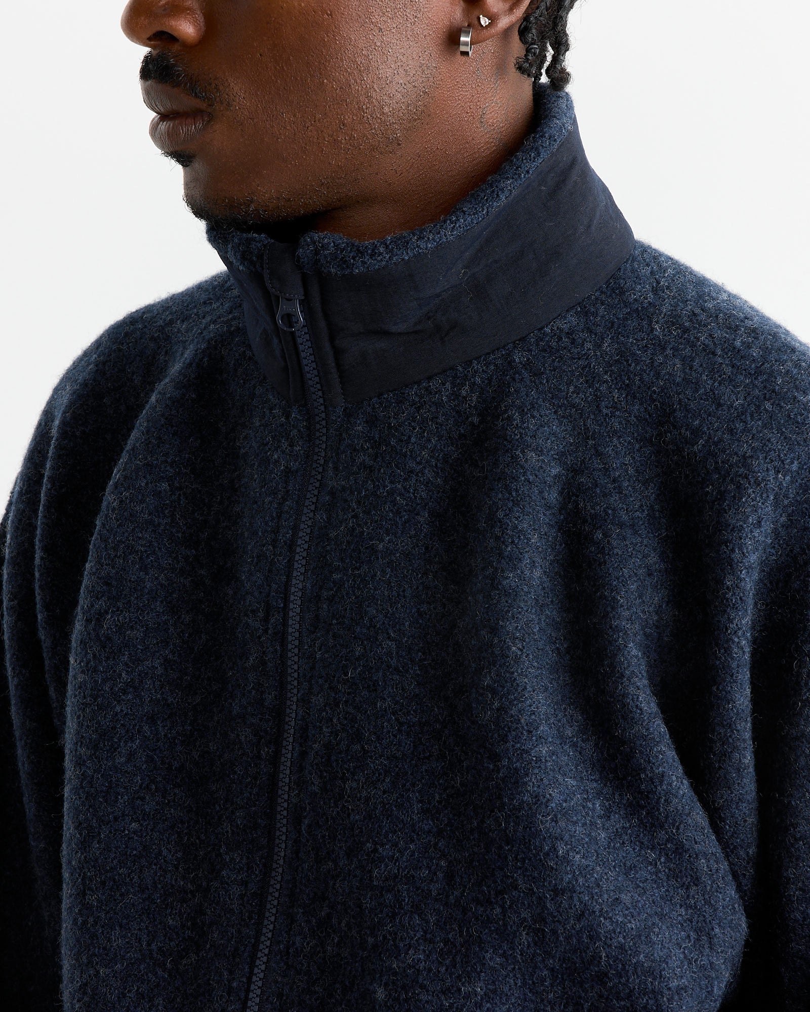 Nanamica Boiled Wool Zip Up Sweater Navy - Navy / M (261916)