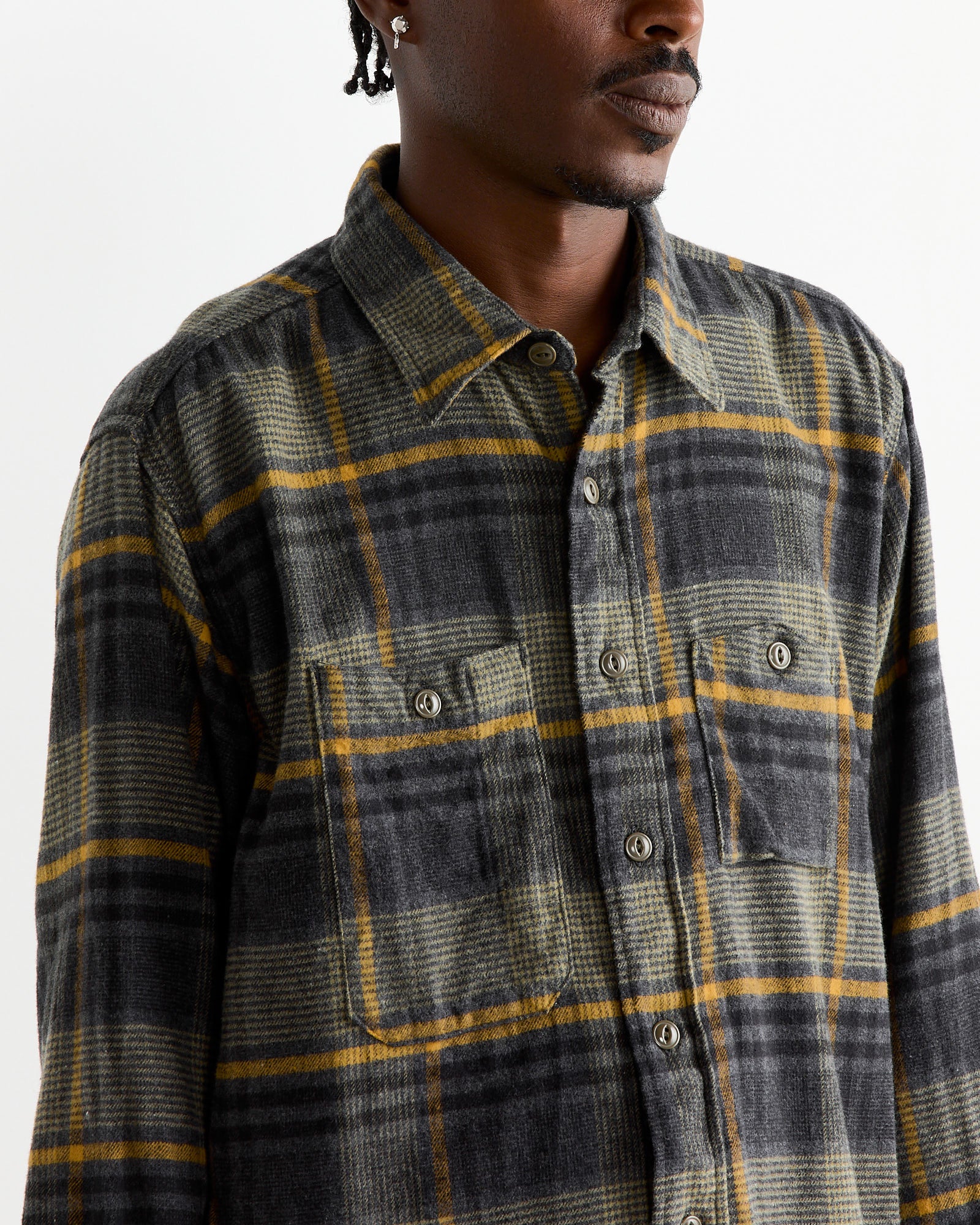 Engineered Garments Work Shirt Yellow/Grey - Yellow/Grey / M (261965)