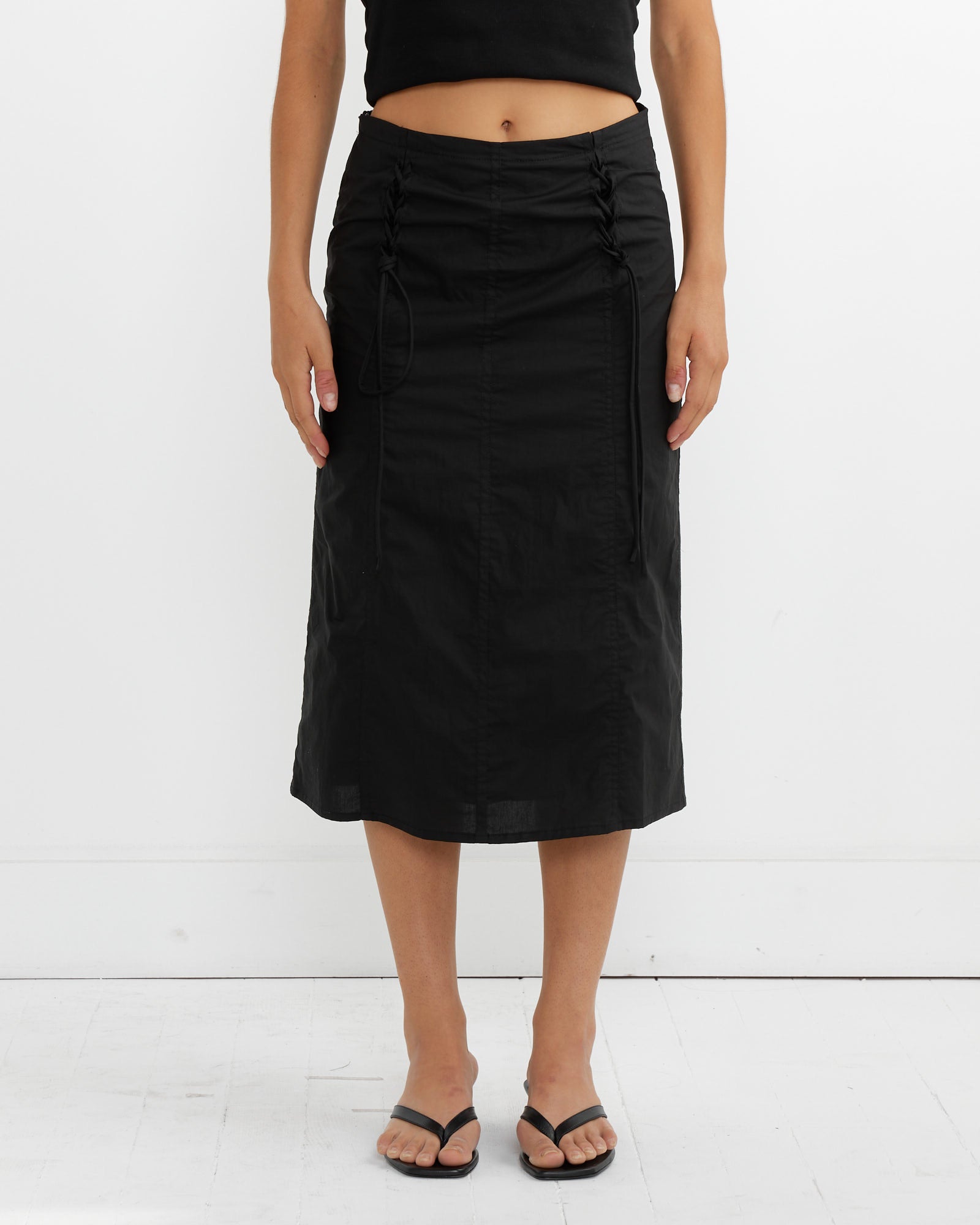 Deiji Studios Double Lace Up Skirt Black - Black / XS (262112)