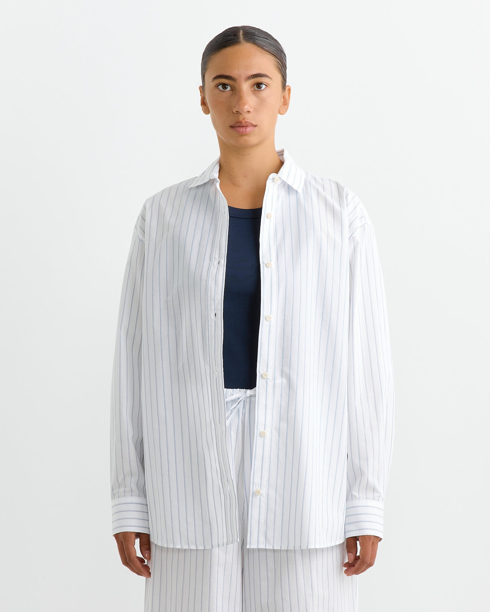 Baserange Ole Shirt White Blue Stripe - White Blue Stripe / S (262414)