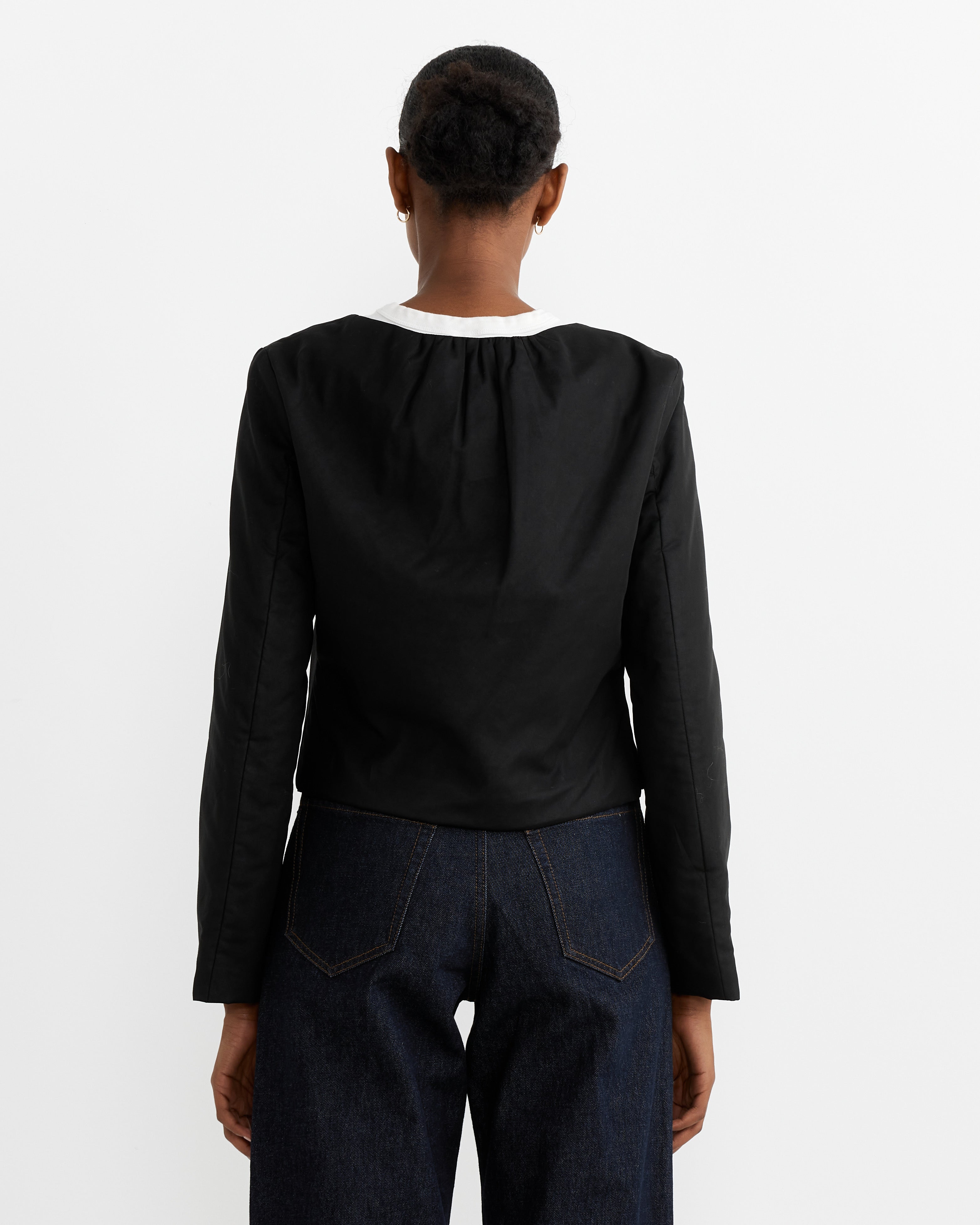 Sheer Padded Cropped Jacket in Black