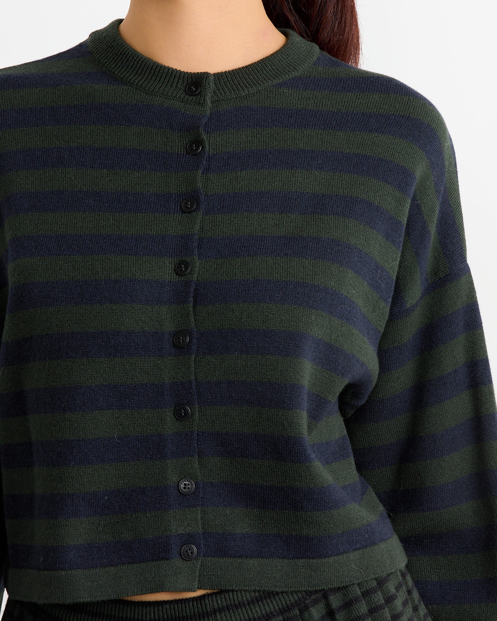 Cordera Merino Wool Striped Cardigan - Green/Black - OS - Default Title (262475)