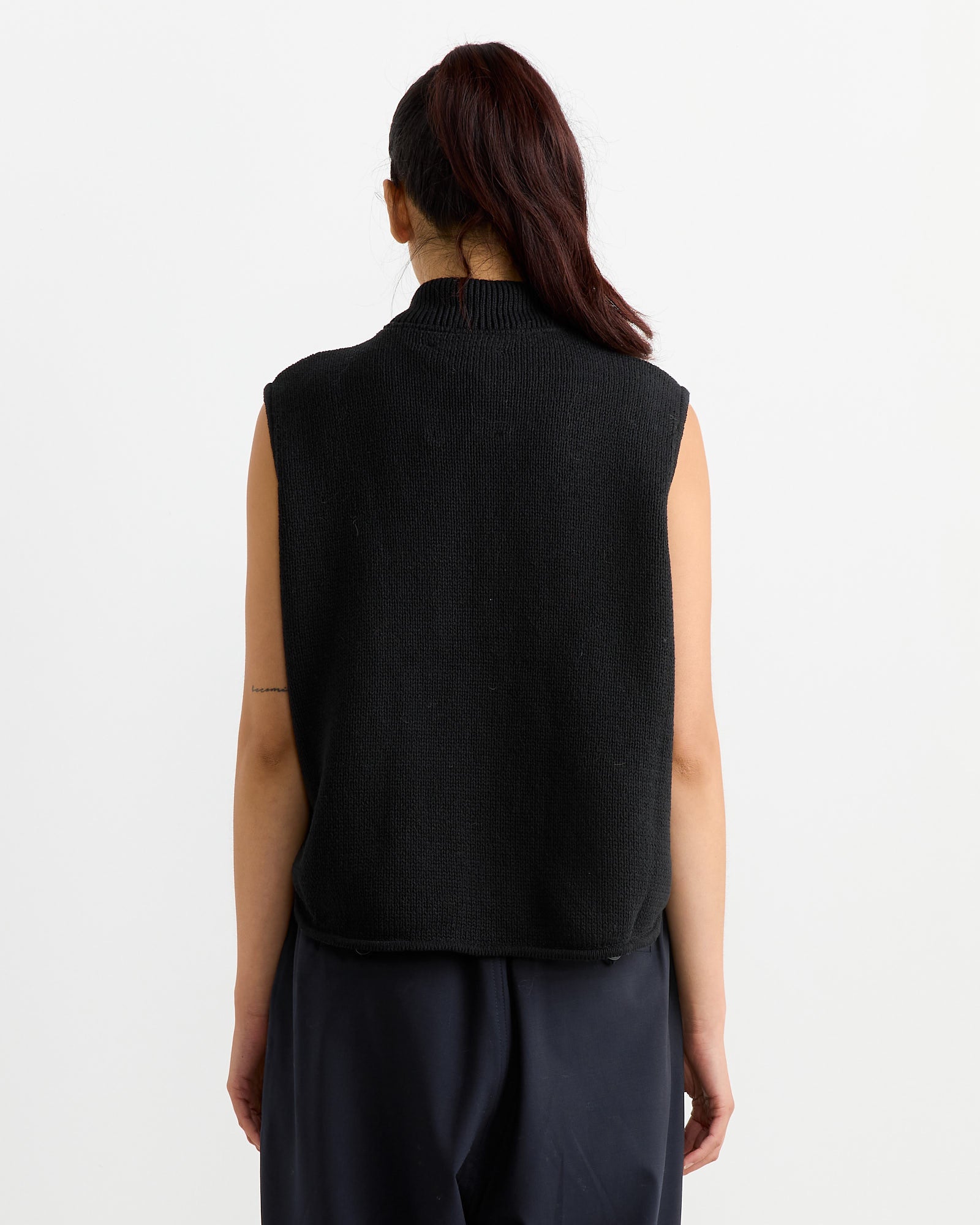 Boxy Cotton Waistcoat in Black