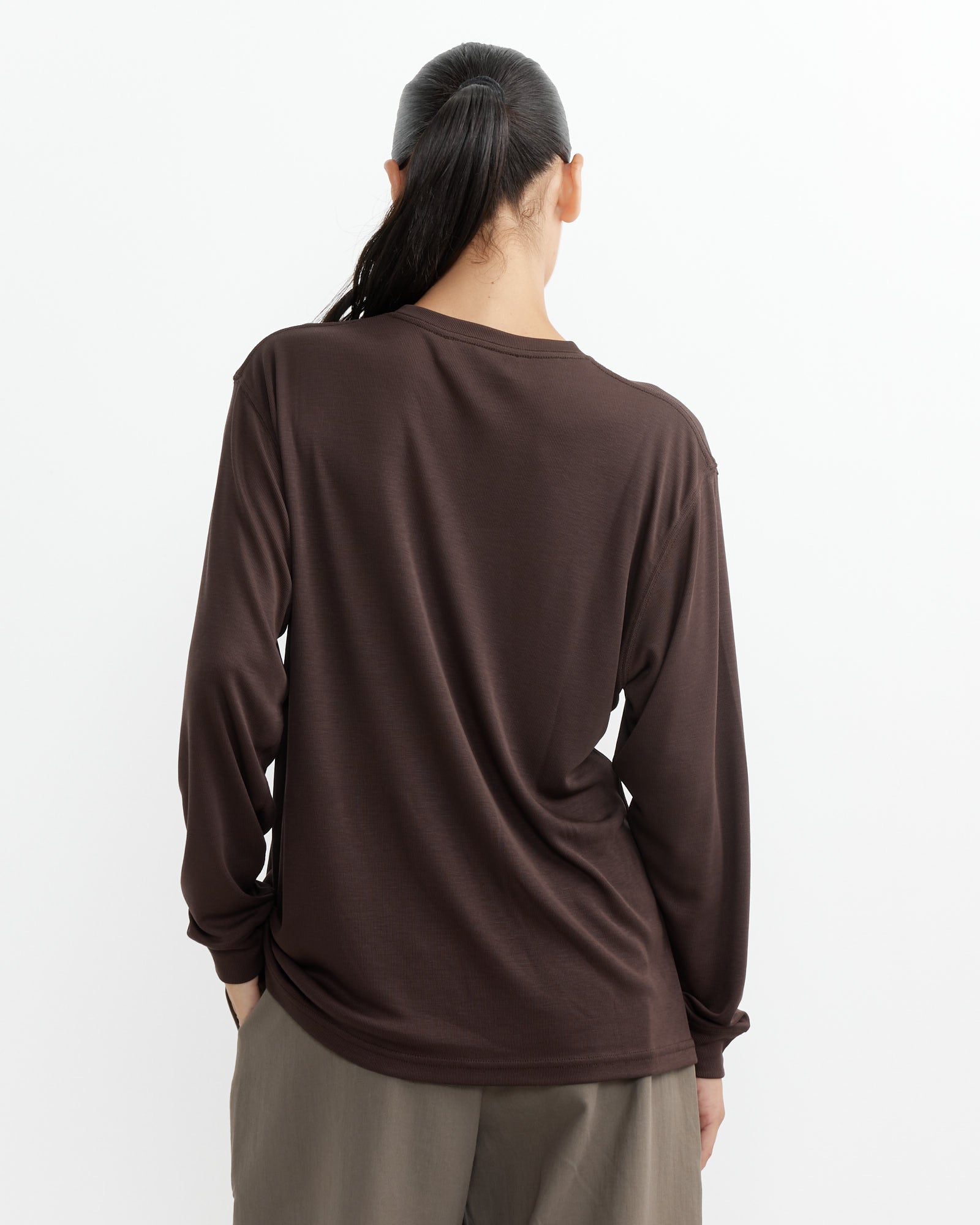 Studio Nicholson Simmons L/S Top Chocolate Brown - Chocolate Brown / 6 (262505)